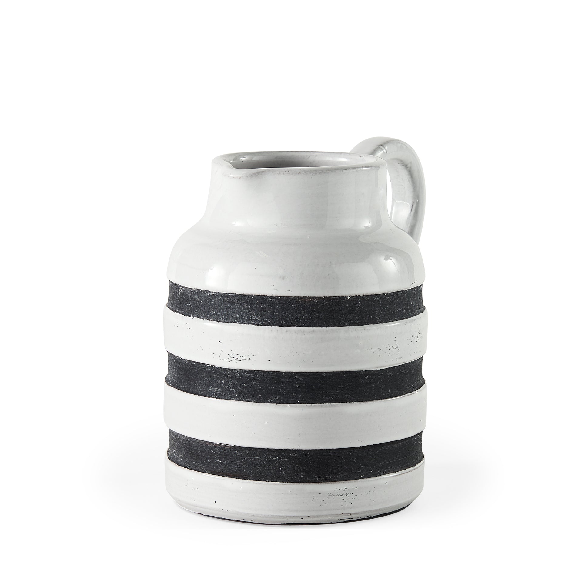 Harmon I Small White w/ Charcoal Stripes Ceramic Jug - Central Designs