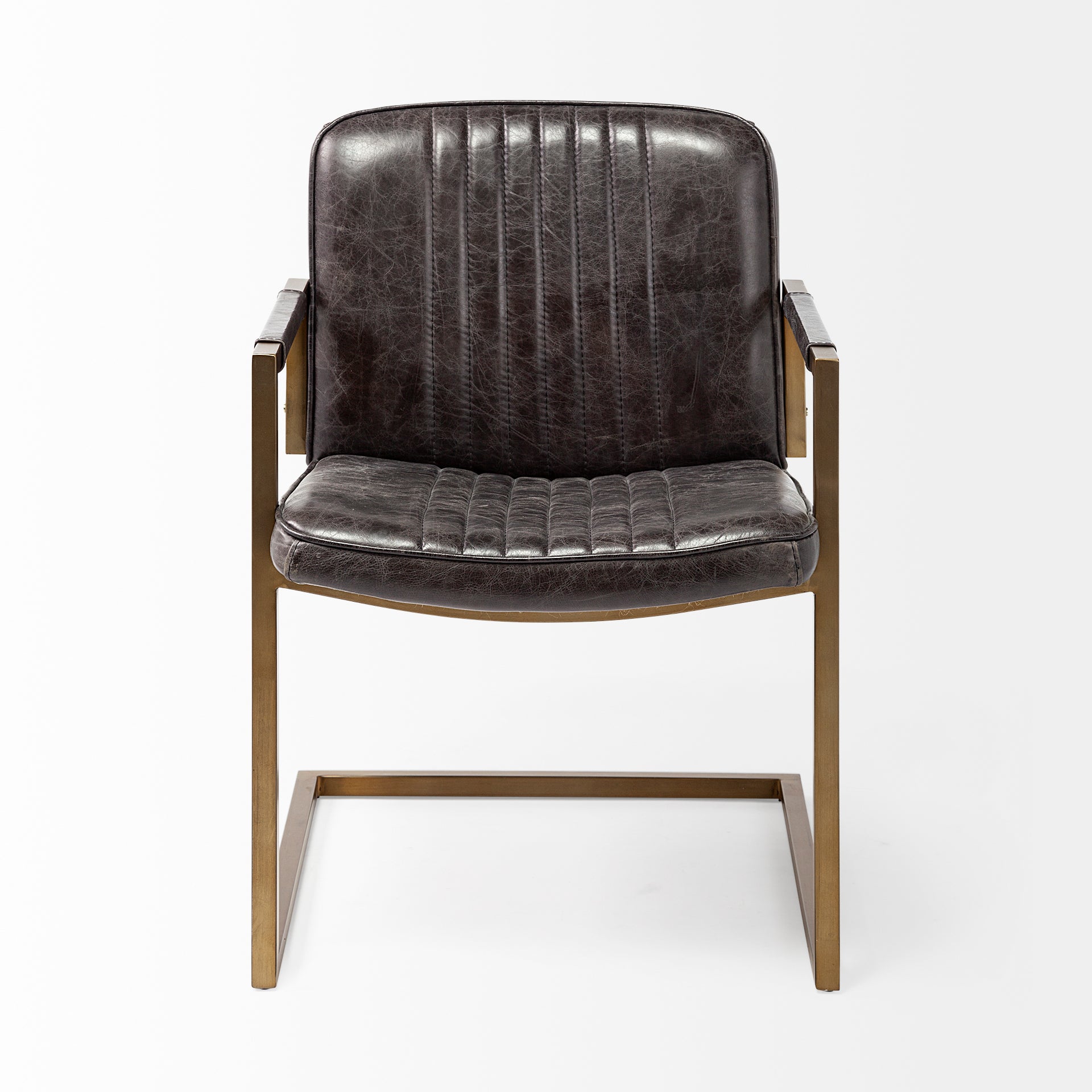 Horner Black Leather Seat w/Metal Frame Dining Chair - Central Designs