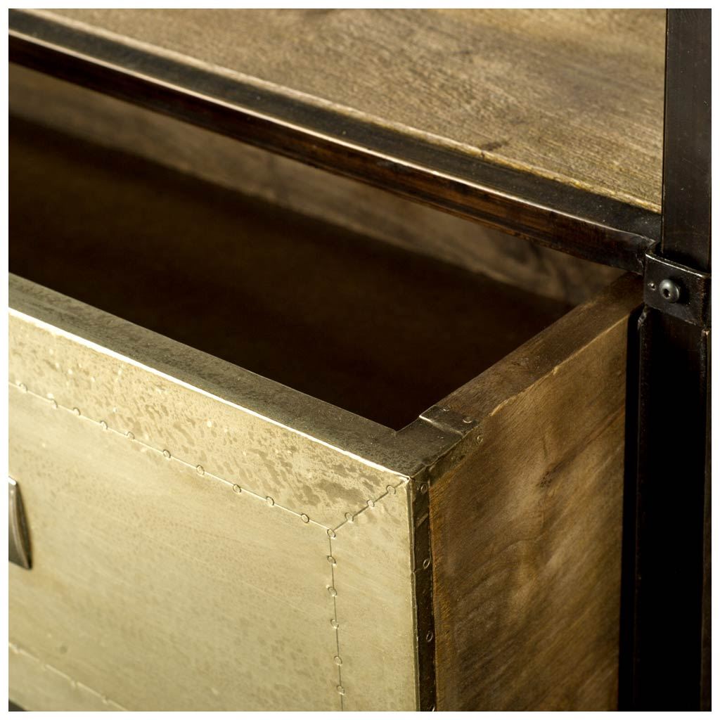 Farrow 72.5L x 14W x 20H Brass Wood and Metal TV Stand Media Console with Storage, TV up to 83" - Central Designs