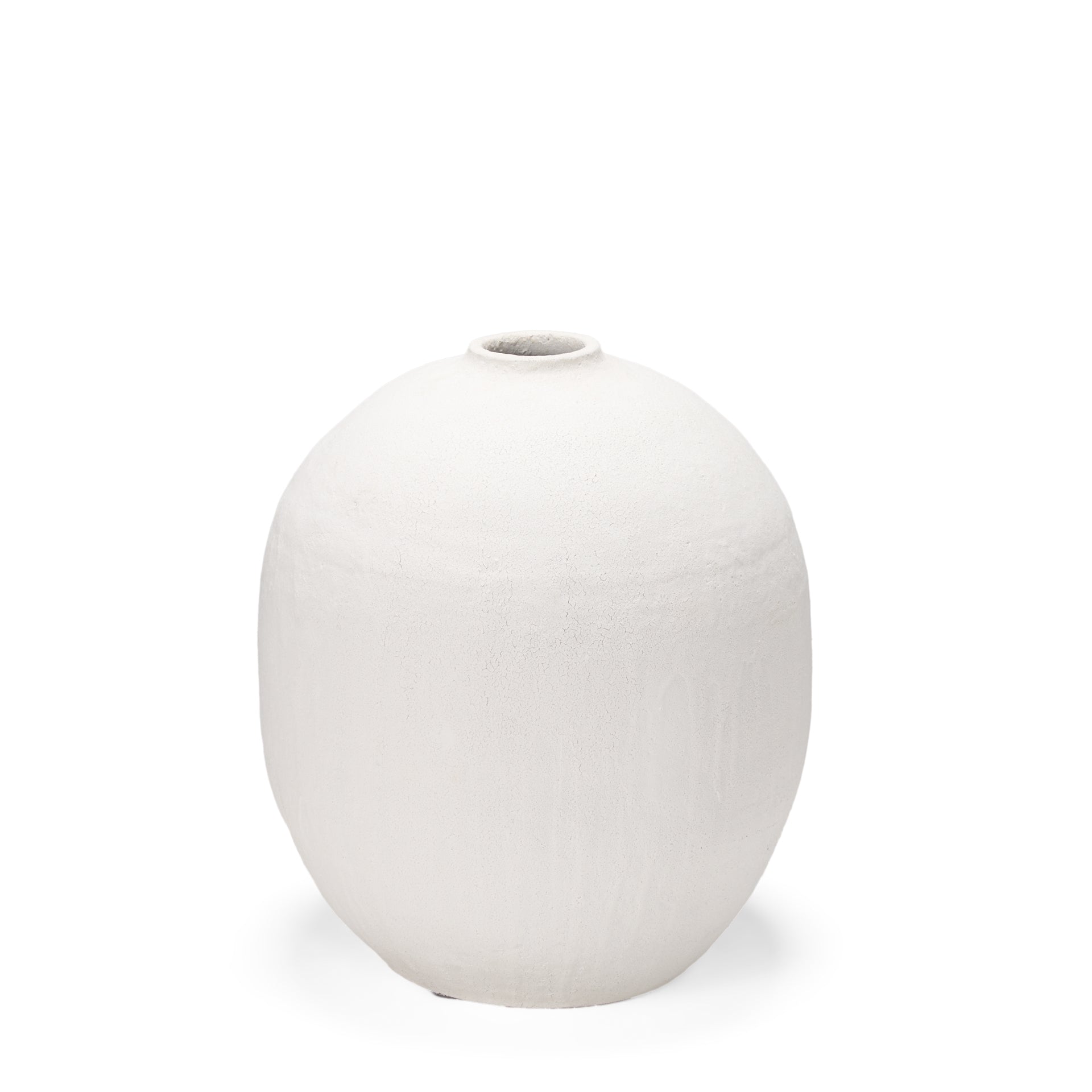 Karakum I Short White Textured Ceramic Vase - Central Designs
