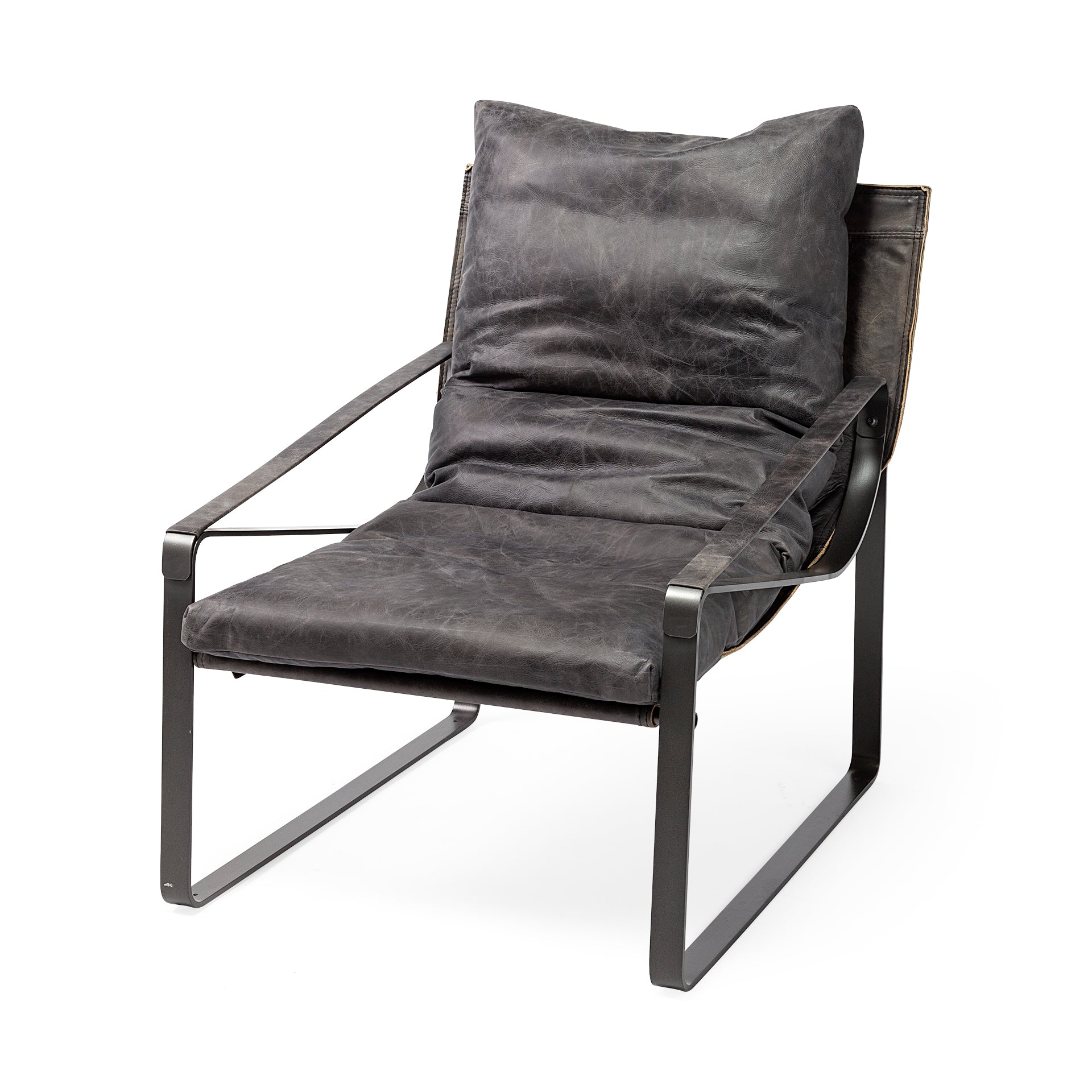 Hornet II Black Leather Body Metal Frame Accent Chair - Central Designs