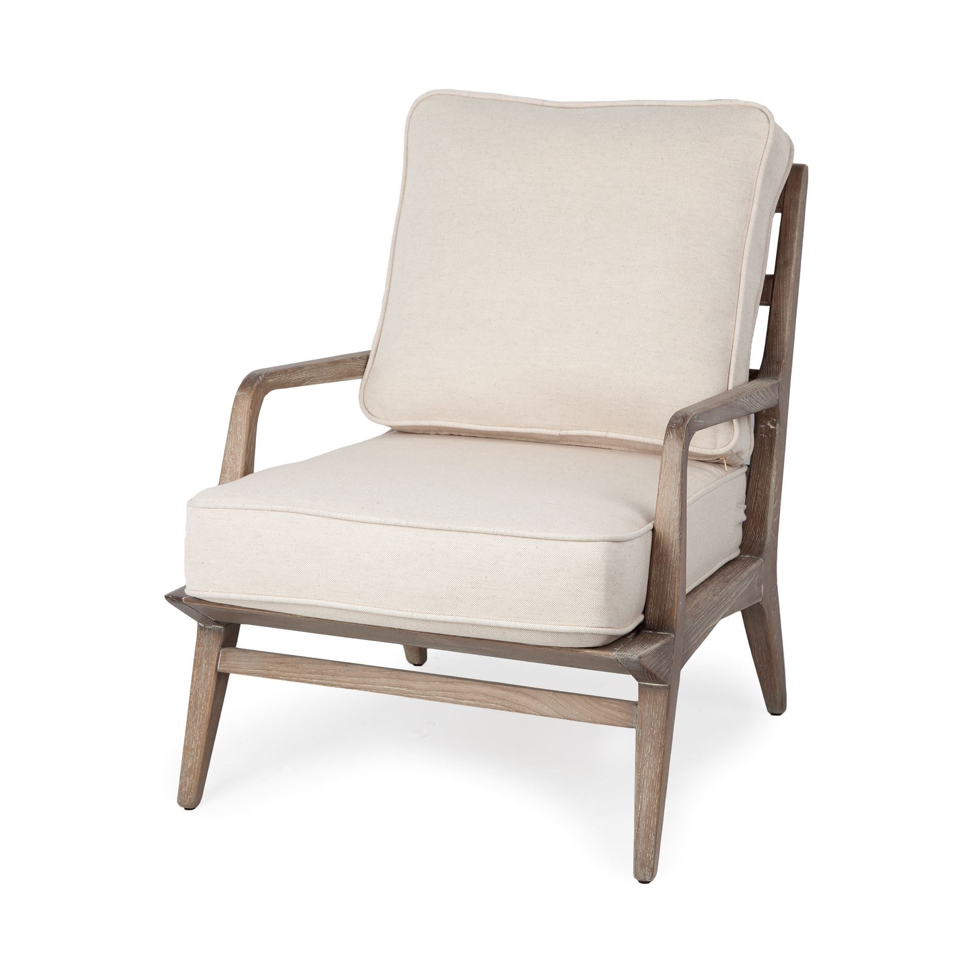 Harman II Off - White Fabric Seat w/ Wood Frame Accent Chair - Central Designs