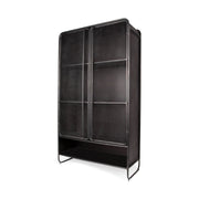 Klaus 74.5" H Dark Brown Polished Metal Mesh Door Display Cabinet - Central Designs