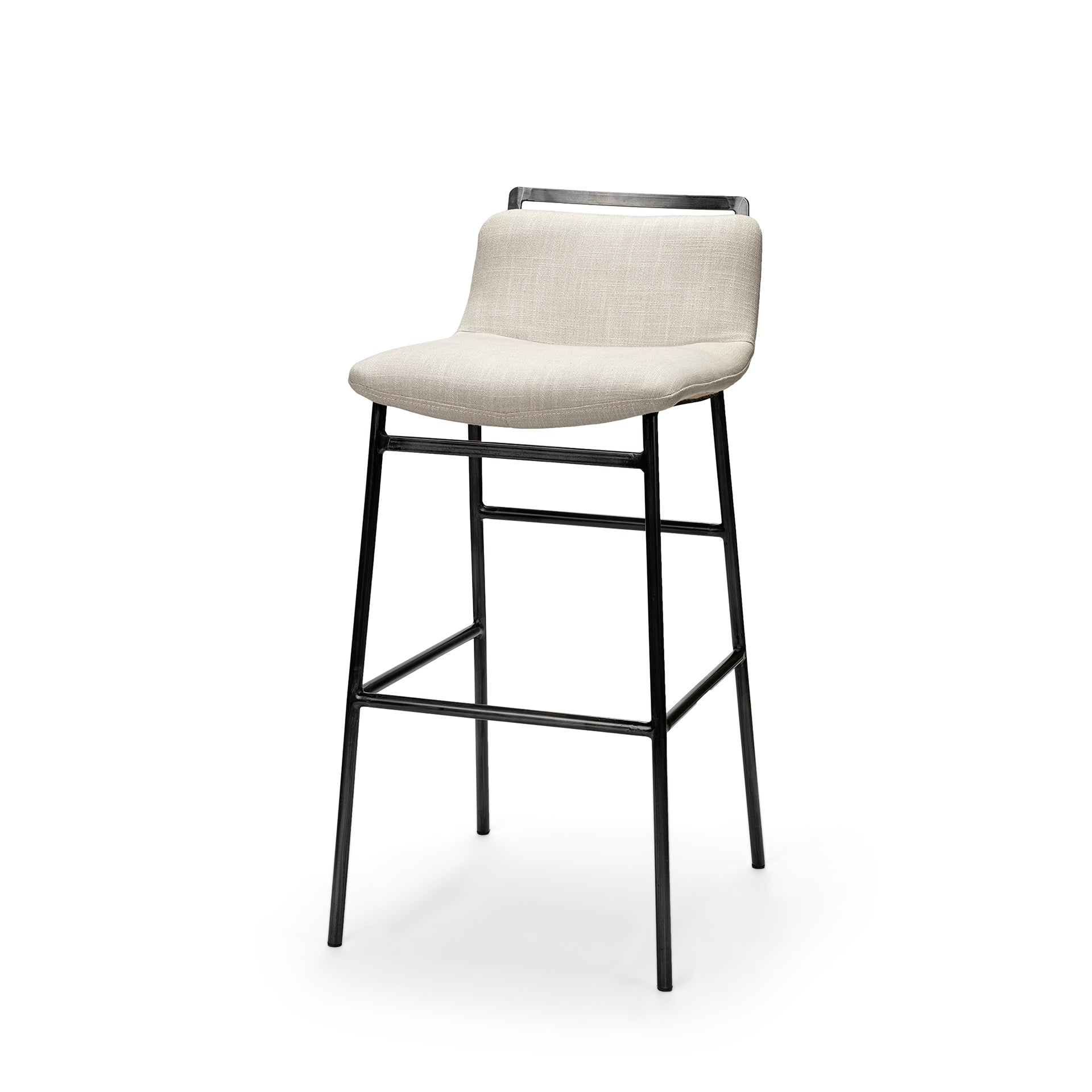 Kavalan 33.5" Total Height Beige Upholstered Seat Gray Metal Frame Counter Stool - Central Designs