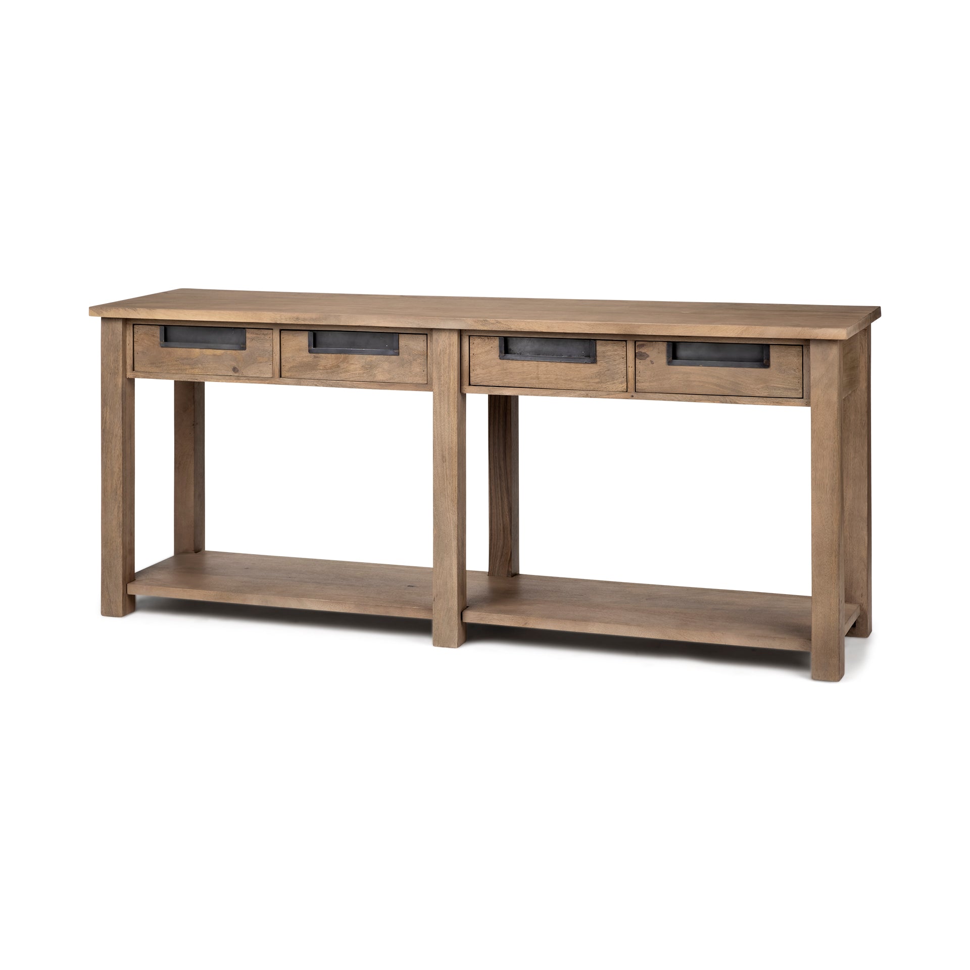 Harrelson III 72L x 18W Brown Wood 4 Drawer Console Table - Central Designs