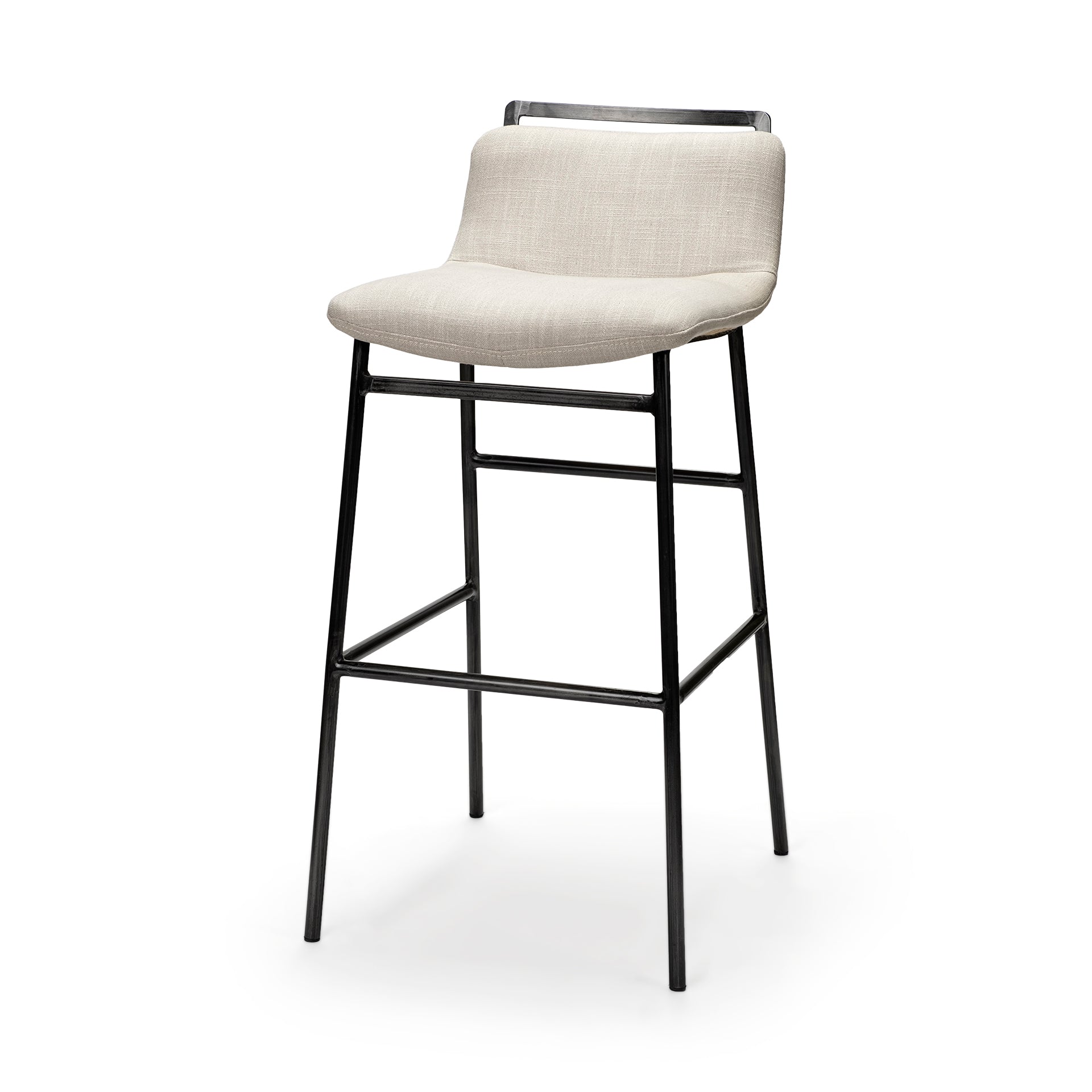 Kavalan 37.5" Total Height Beige Upholstered Seat Gray Metal Frame Bar Stool - Central Designs