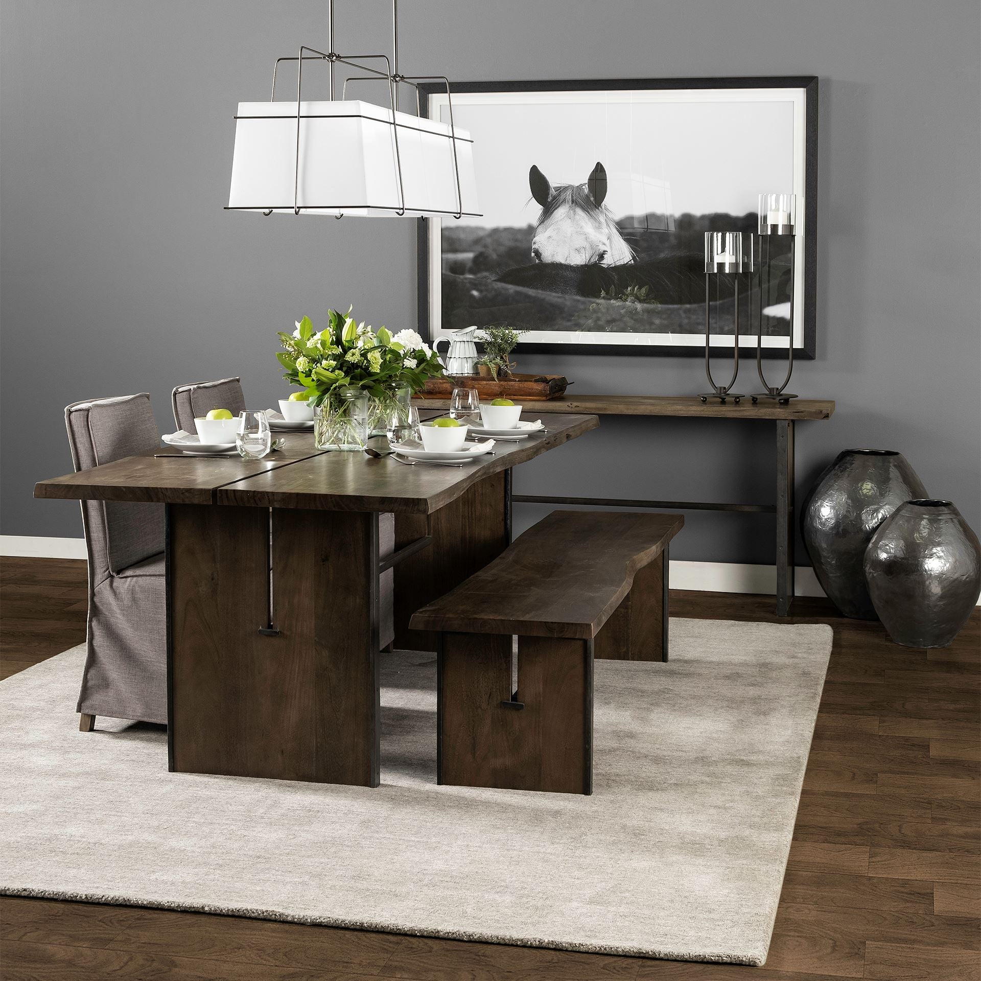 Ledger III 84x38 Brown Solid Wood Top & Base Dining Table - Central Designs