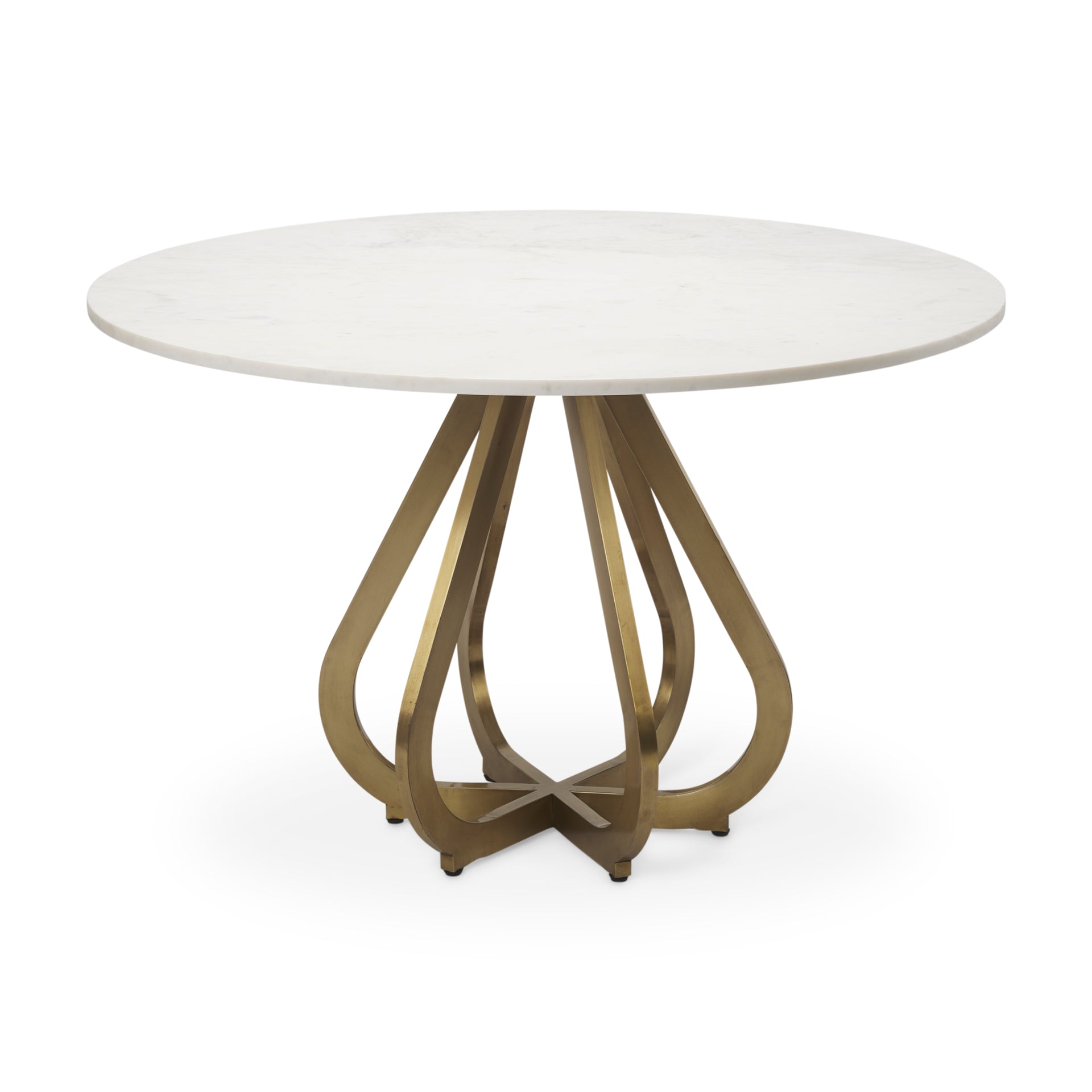 Laurent 48" Marble Top Gold Metal Base Dining Table - Central Designs