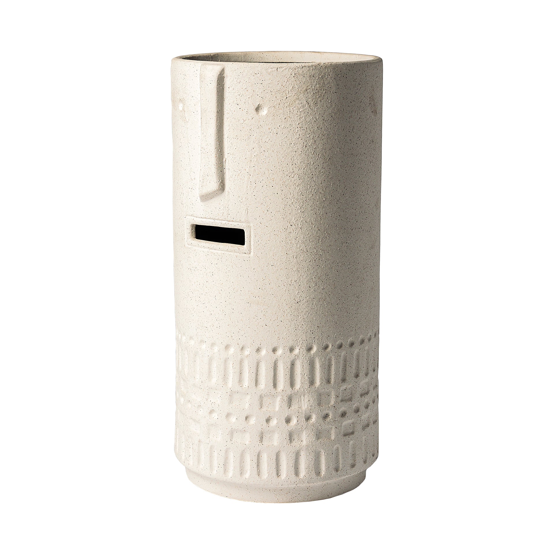 Jacob II Tall White Ceramic Smiling Face Vase - Central Designs