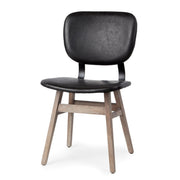 Haden I Black Faux - Leather Wrap Brown Solid Wood and Iron Base Dining Chair - Central Designs