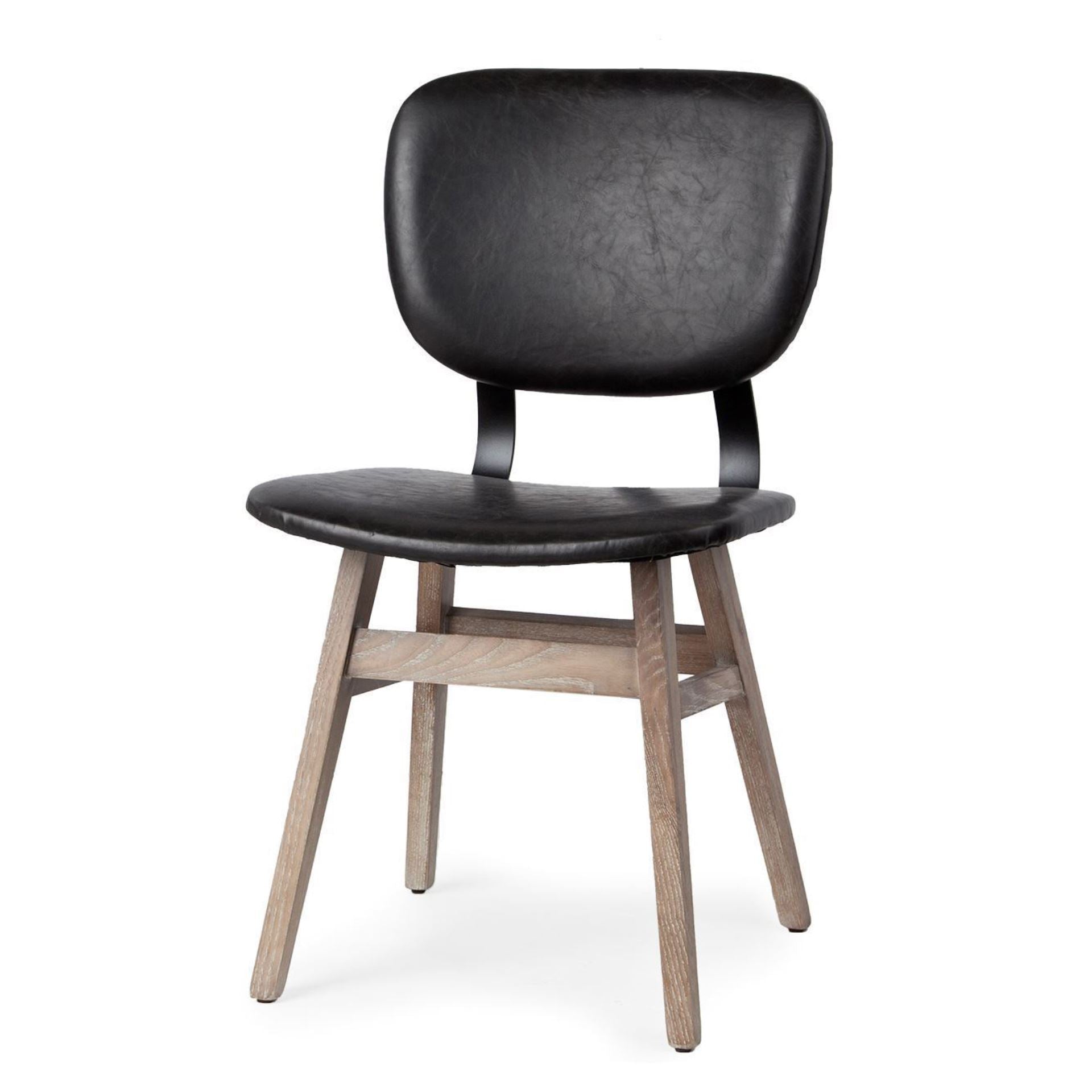 Haden I Black Faux - Leather Wrap Brown Solid Wood and Iron Base Dining Chair - Central Designs