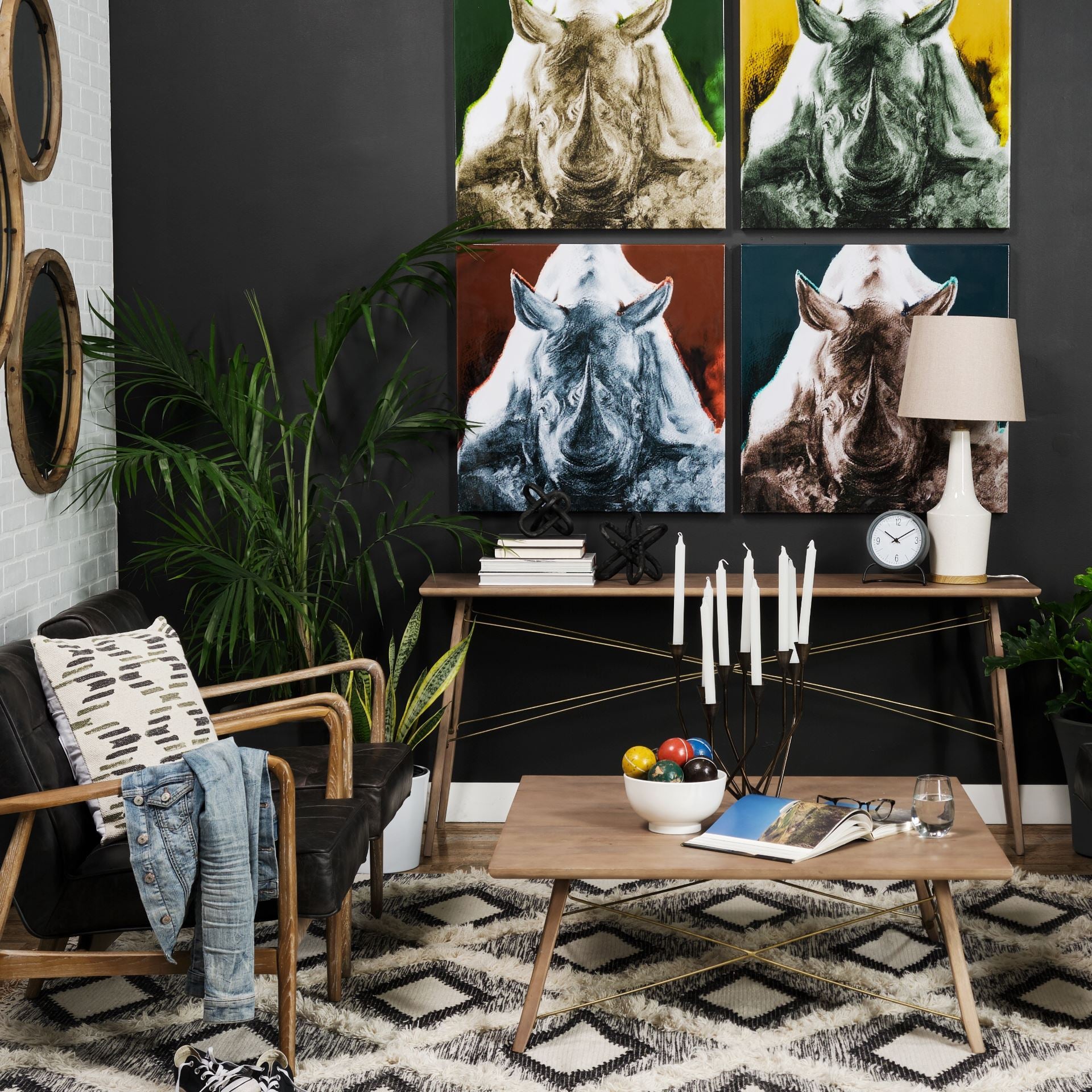 Kirby I 66L x 16W Brown Wooden Cross Braced Console Table - Central Designs