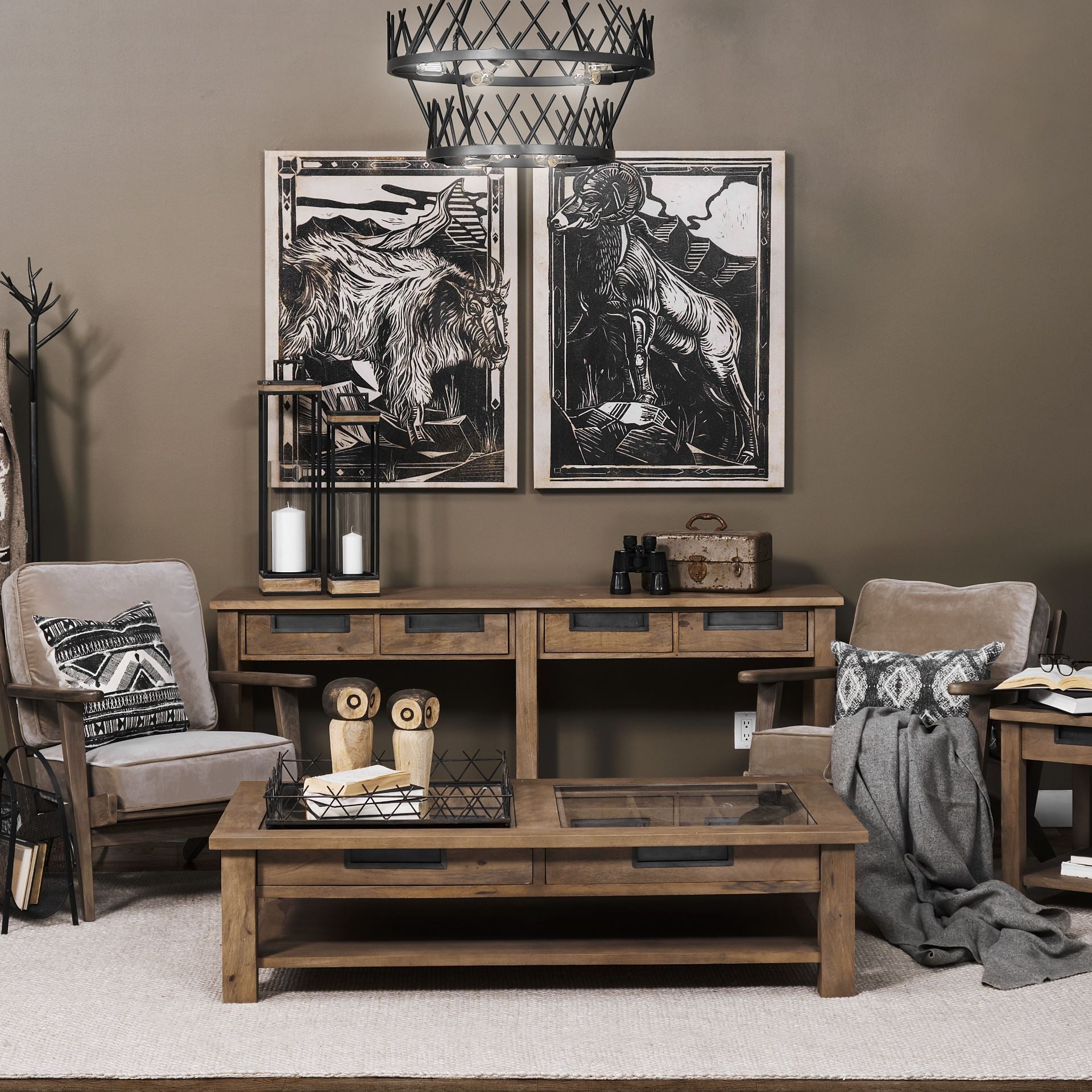 Harrelson III 72L x 18W Brown Wood 4 Drawer Console Table - Central Designs