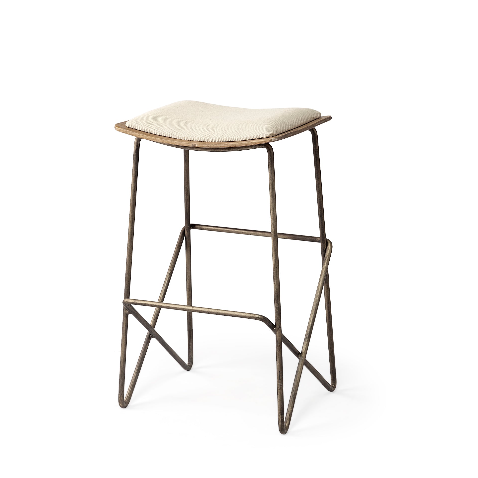 Katniss 26" Total Height Cream Fabric Seat Gold Metal Frame Counter Stool - Central Designs