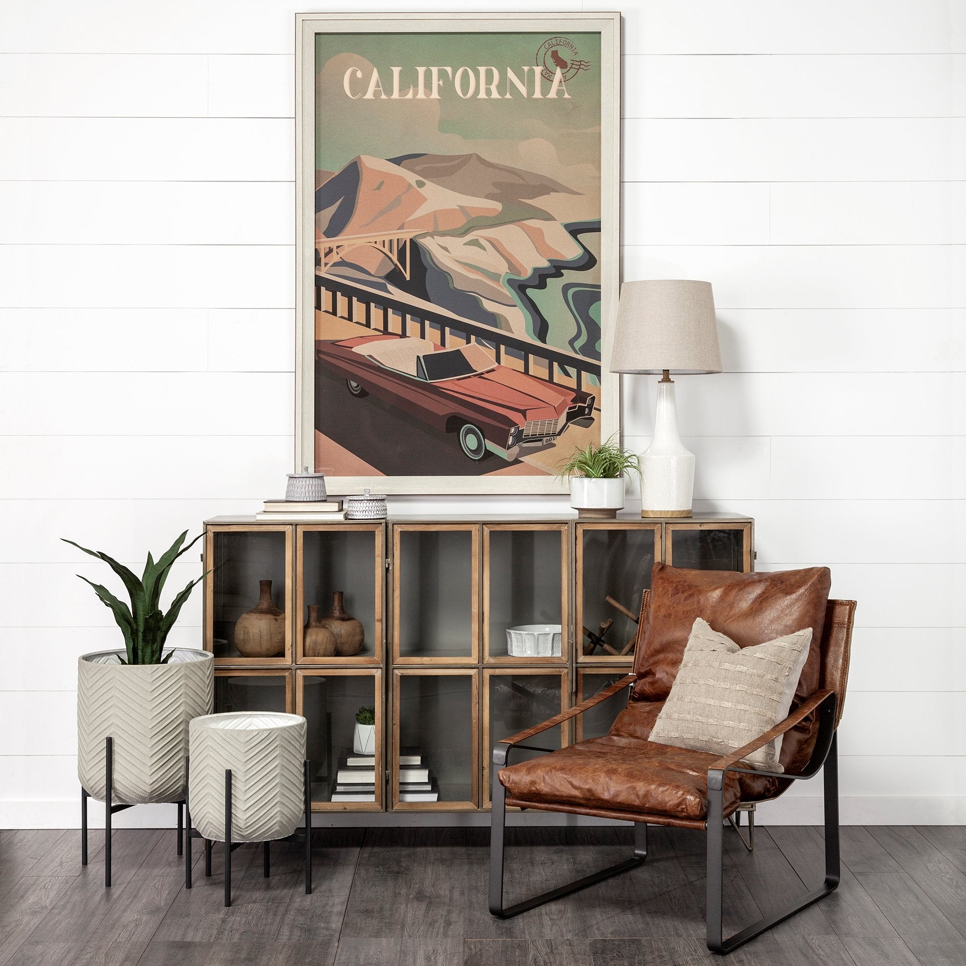 Hornet I 27.0L x 35.0W x 36.0H Brown Leather Unibody Seat w/ Black Metal Frame Accent Chair - Central Designs