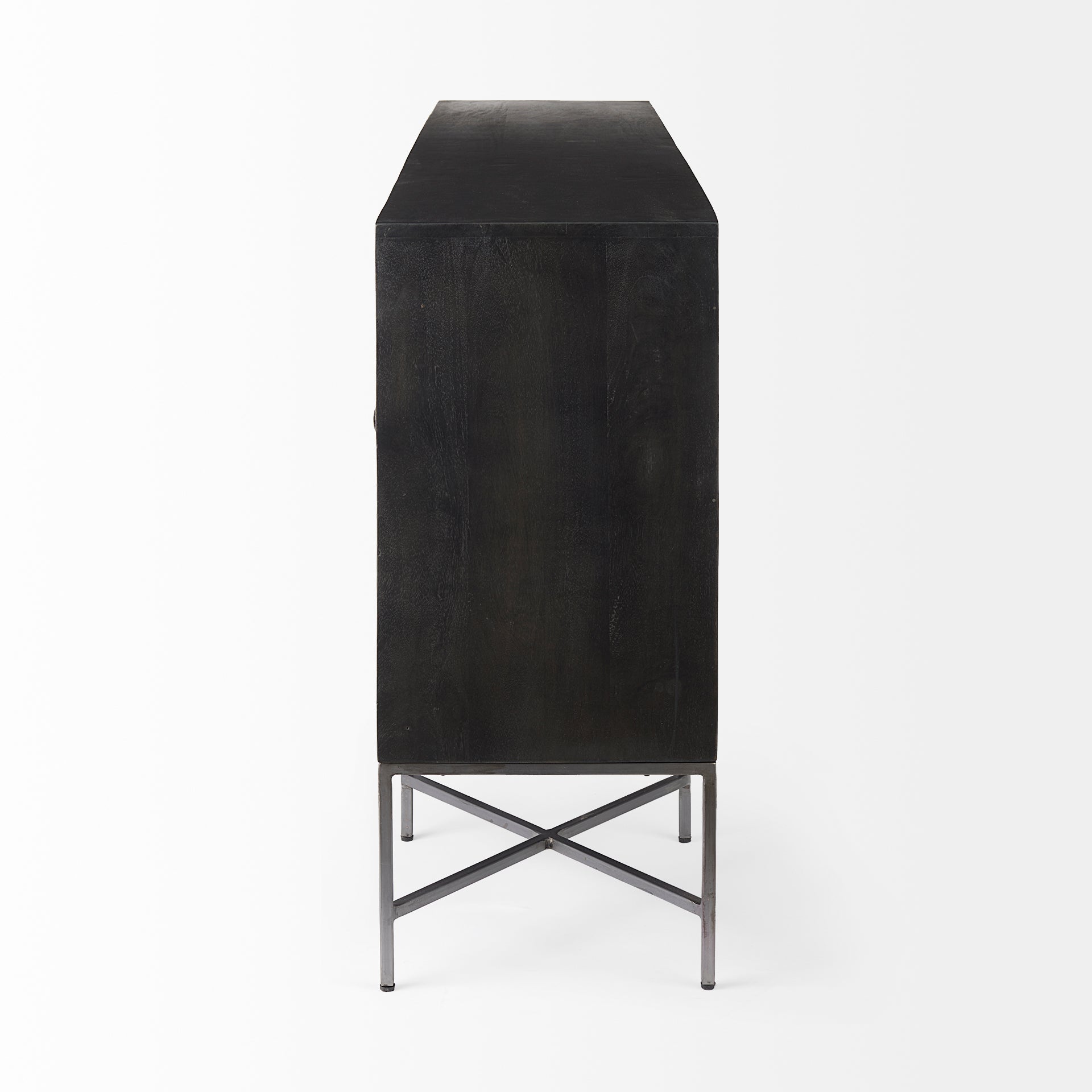 Hogarth I 72x15 Two - Tone Brown Solid Wood Base Silver Frame 4 Cabinet Sideboard - Central Designs