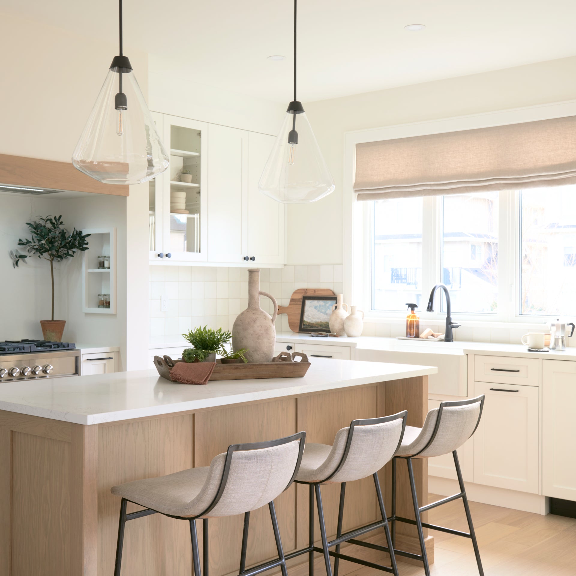 Kavalan 37.5" Total Height Beige Upholstered Seat Gray Metal Frame Bar Stool - Central Designs