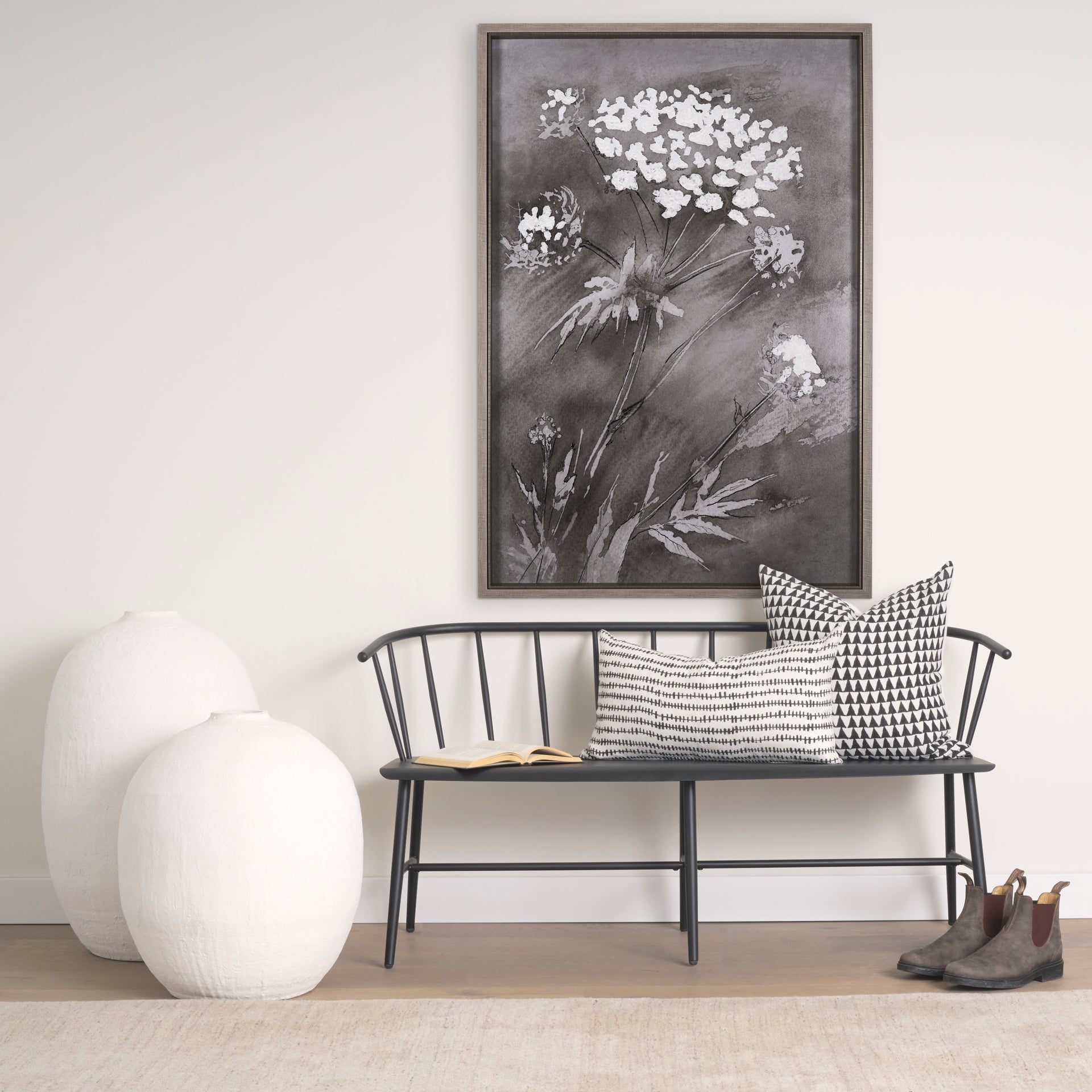 Karakum I Short White Textured Ceramic Vase - Central Designs