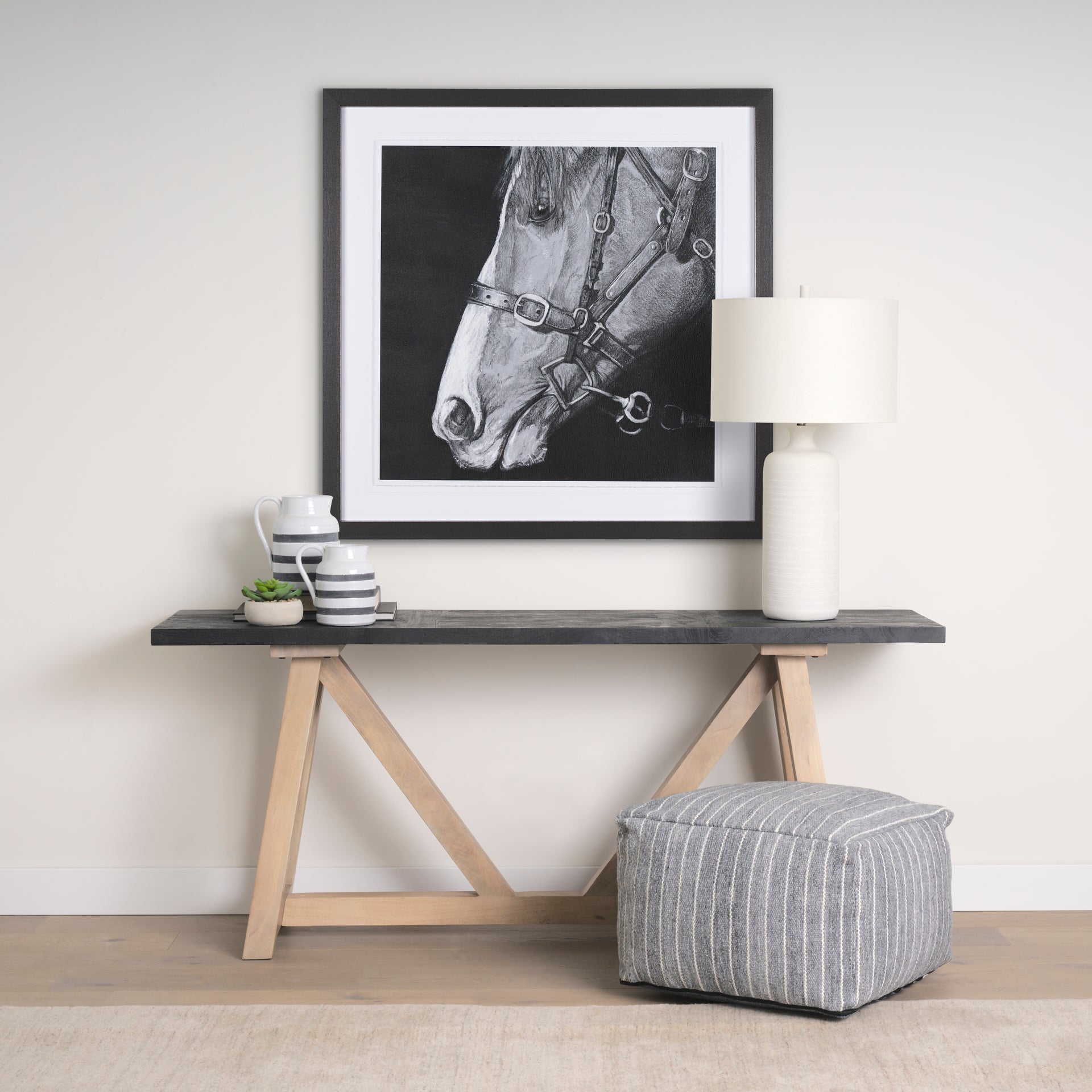 Melanie 17.0L x 17.0W x 30.5H White Shade W/White Base Table Lamp - Central Designs