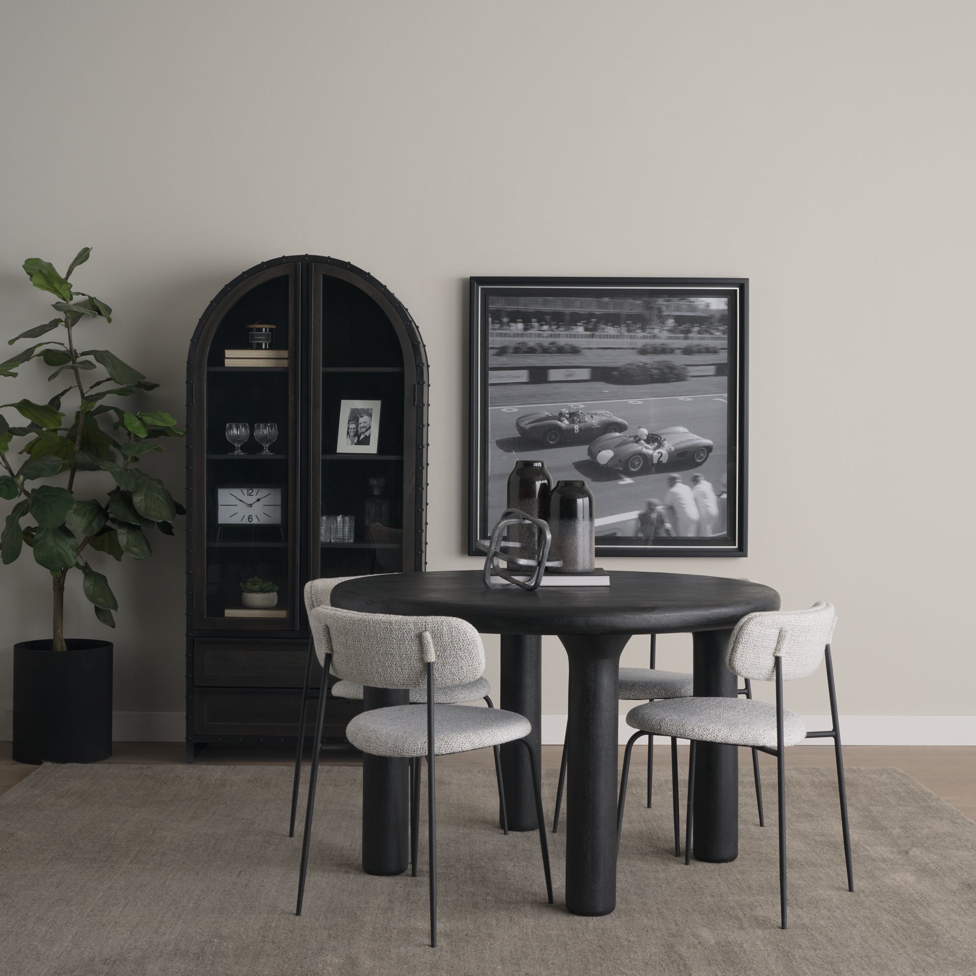 Gehry 72.3" H Dark Brown Metal Brown Wood and Glass Door Display Cabinet - Central Designs