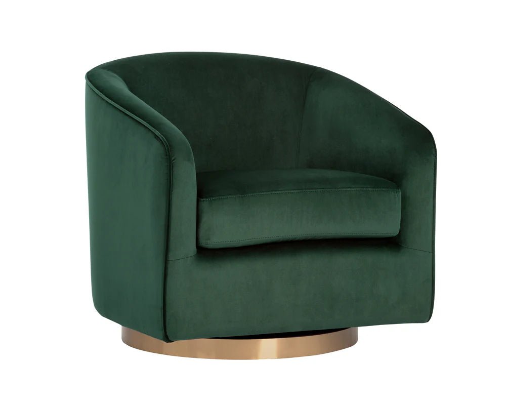 Hazel Swivel Lounge Chair - Gold - Deep Green Sky - Central Designs