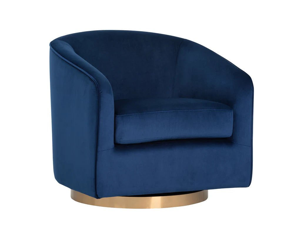 Hazel Swivel Lounge Chair - Gold - Navy Blue Sky - Central Designs