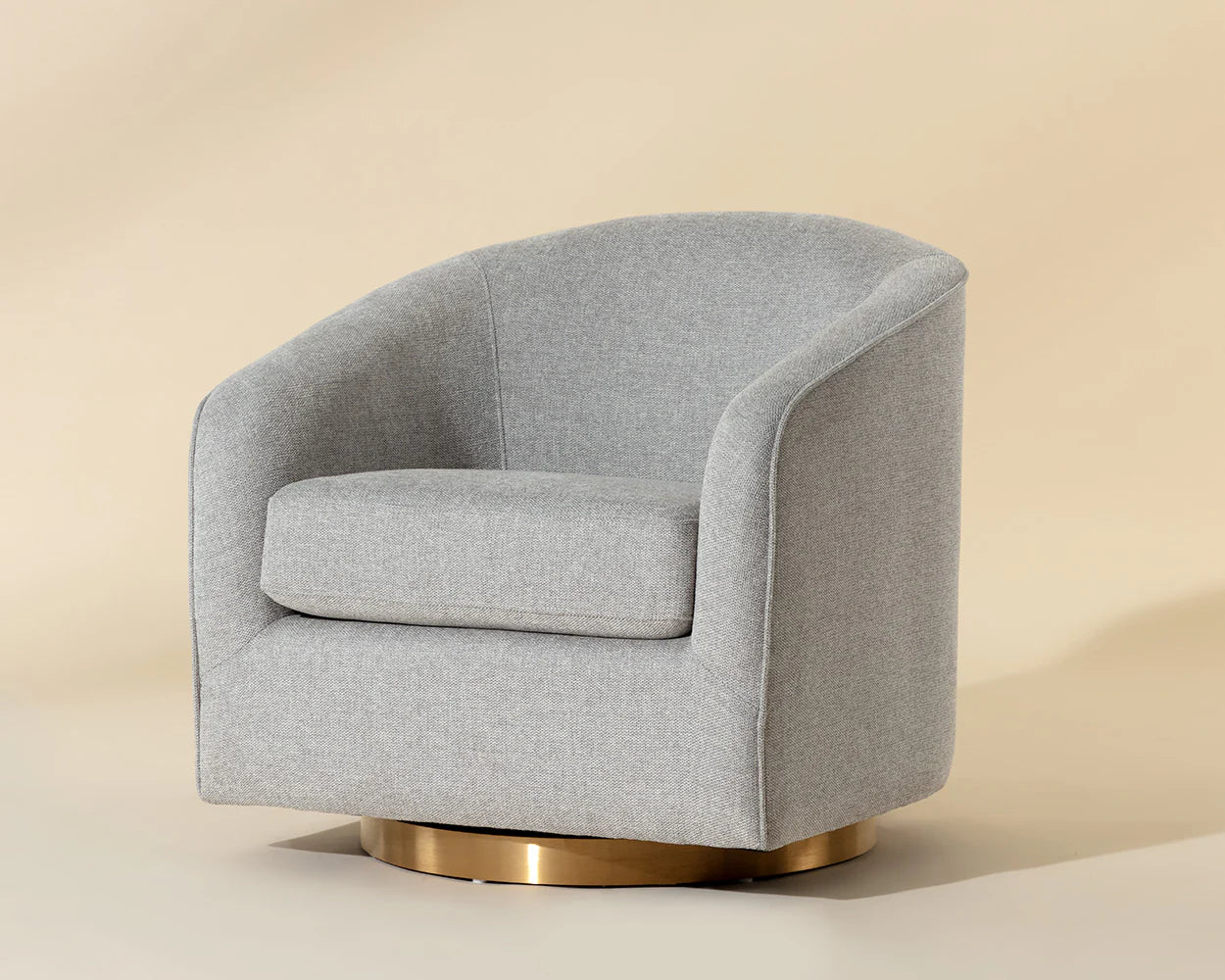 Hazel Swivel Lounge Chair - Gold - Belfast Heather Grey - Central Designs