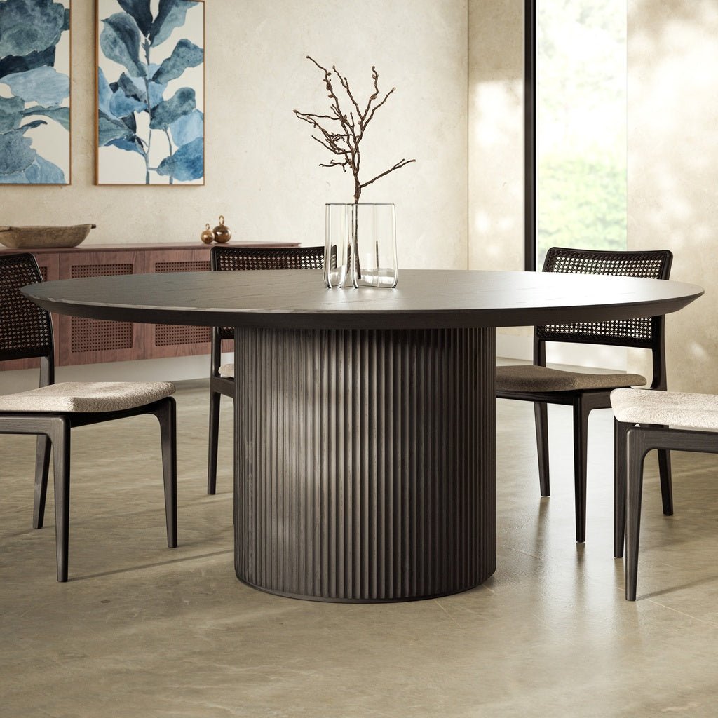 Modern Brazilian - Atenas - Round Dining Table - Ebano Frame - Central Designs