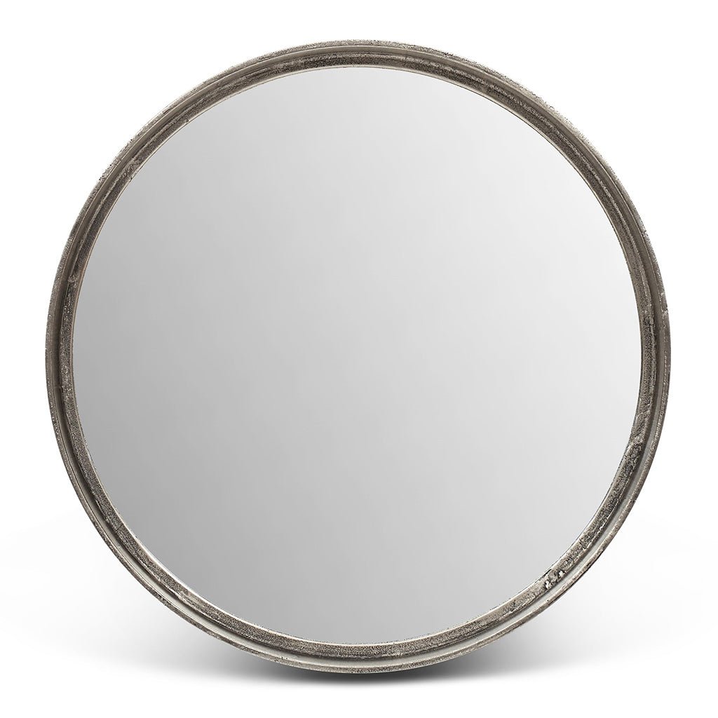Elements - Samar Round Mirror - 23"Dia. - Vintage Silver - Central Designs