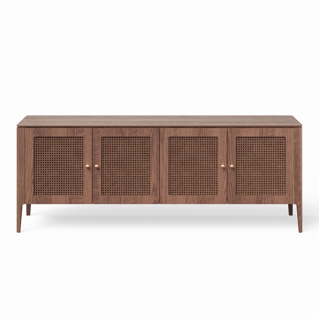 Modern Brazilian - Missione - Cane Buffet - Nogal Frame - Nogal Cane Webbing - Central Designs