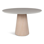 Modern Brazilian - Mona - Glass Top Round Dining Table - Off White Top - Nevoa Base - Central Designs