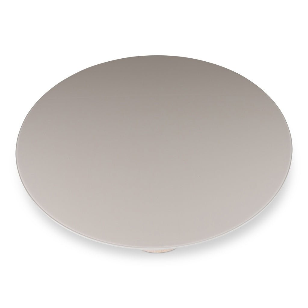 Modern Brazilian - Mona - Glass Top Round Dining Table - Off White Top - Nevoa Base - Central Designs