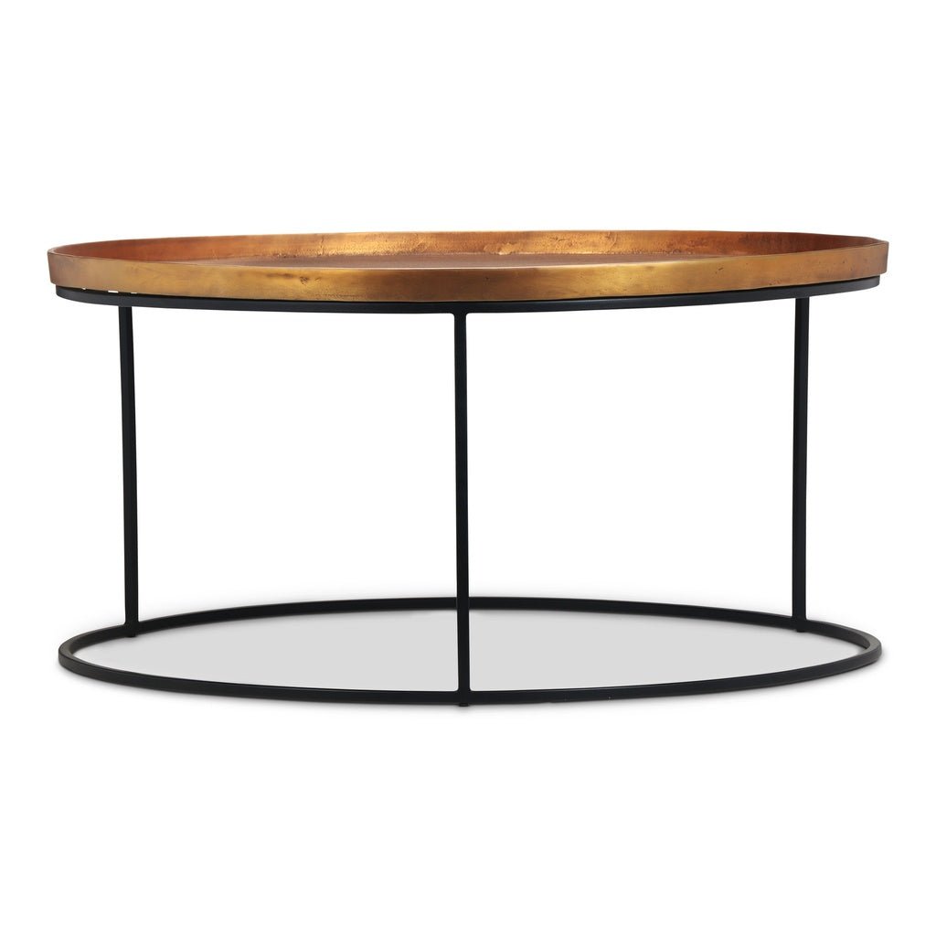 Elements - Sana Coffee Table - Antique Brass Top - Black Frame - Central Designs