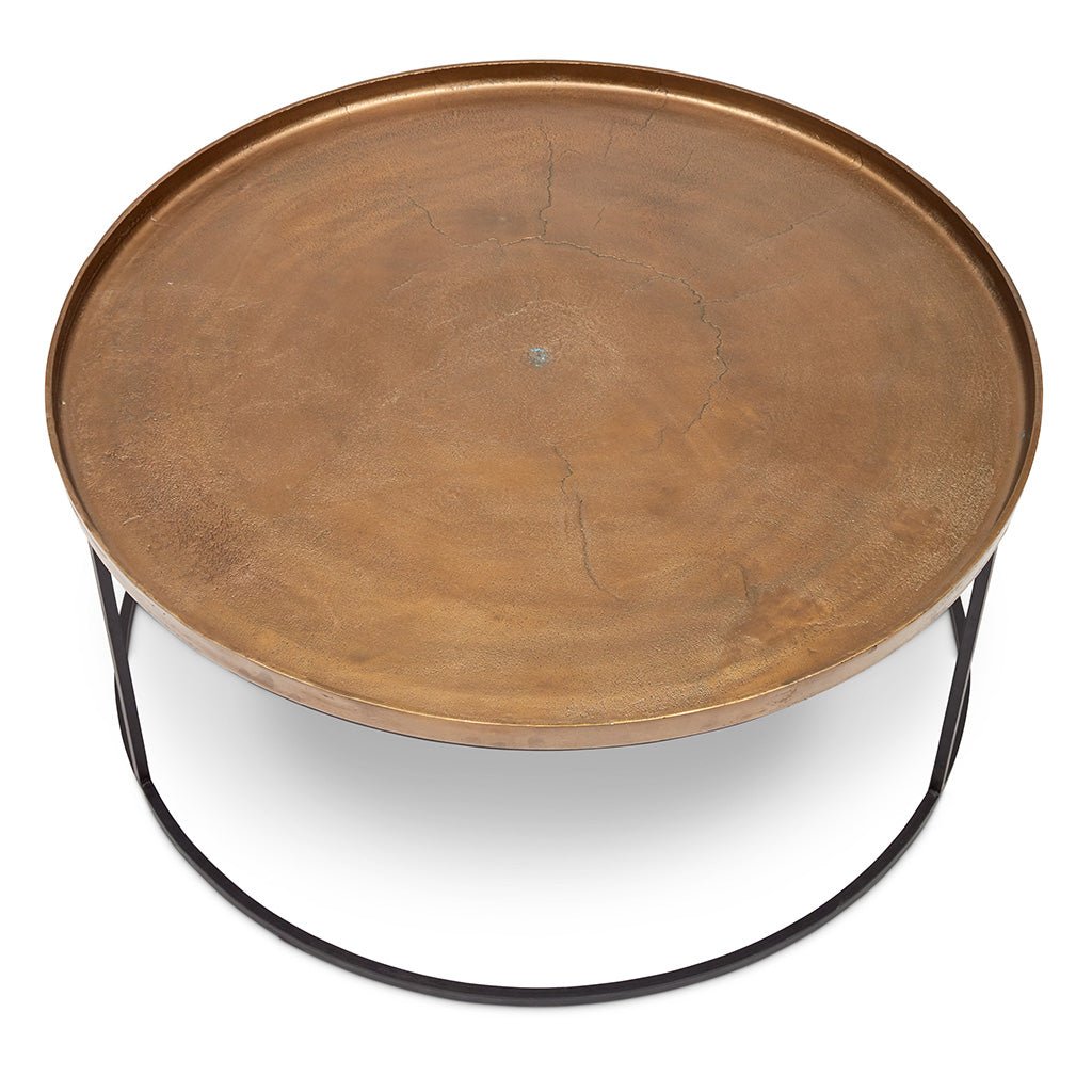 Elements - Sana Coffee Table - Antique Brass Top - Black Frame - Central Designs