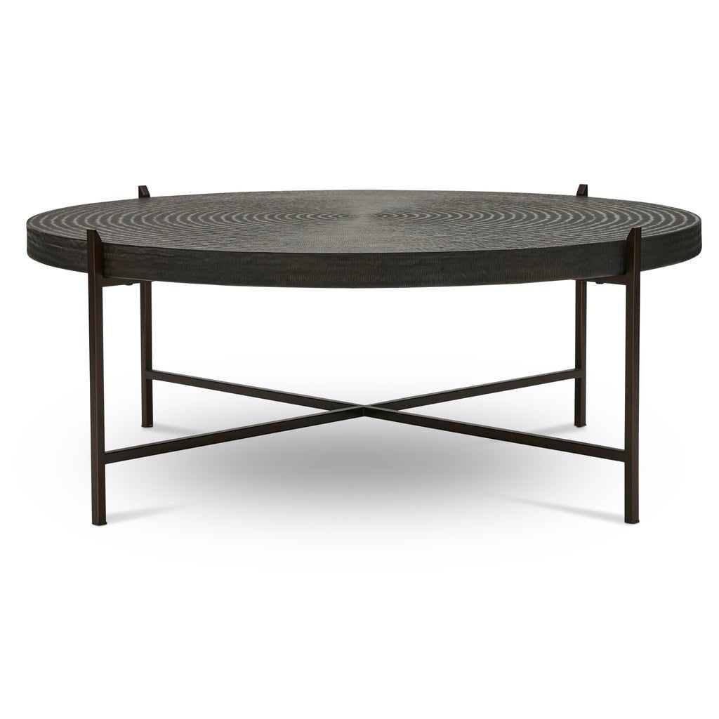 IE Series - Sanskrit Coffee Table - Antique Copper Top - Bronze Frame - Central Designs