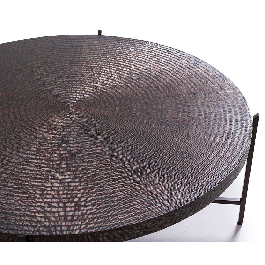 IE Series - Sanskrit Coffee Table - Antique Copper Top - Bronze Frame - Central Designs