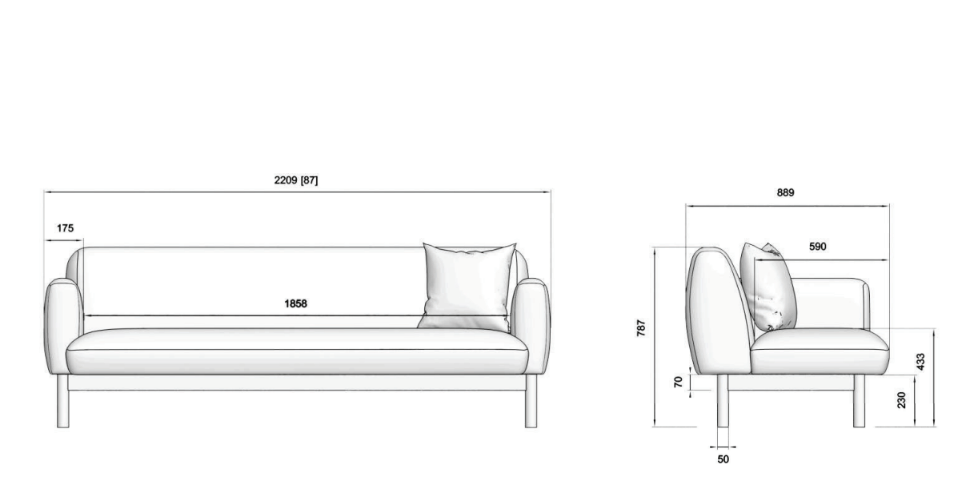 Metro - Tulum 3 Seater Sofa - Dark Brown - Central Designs