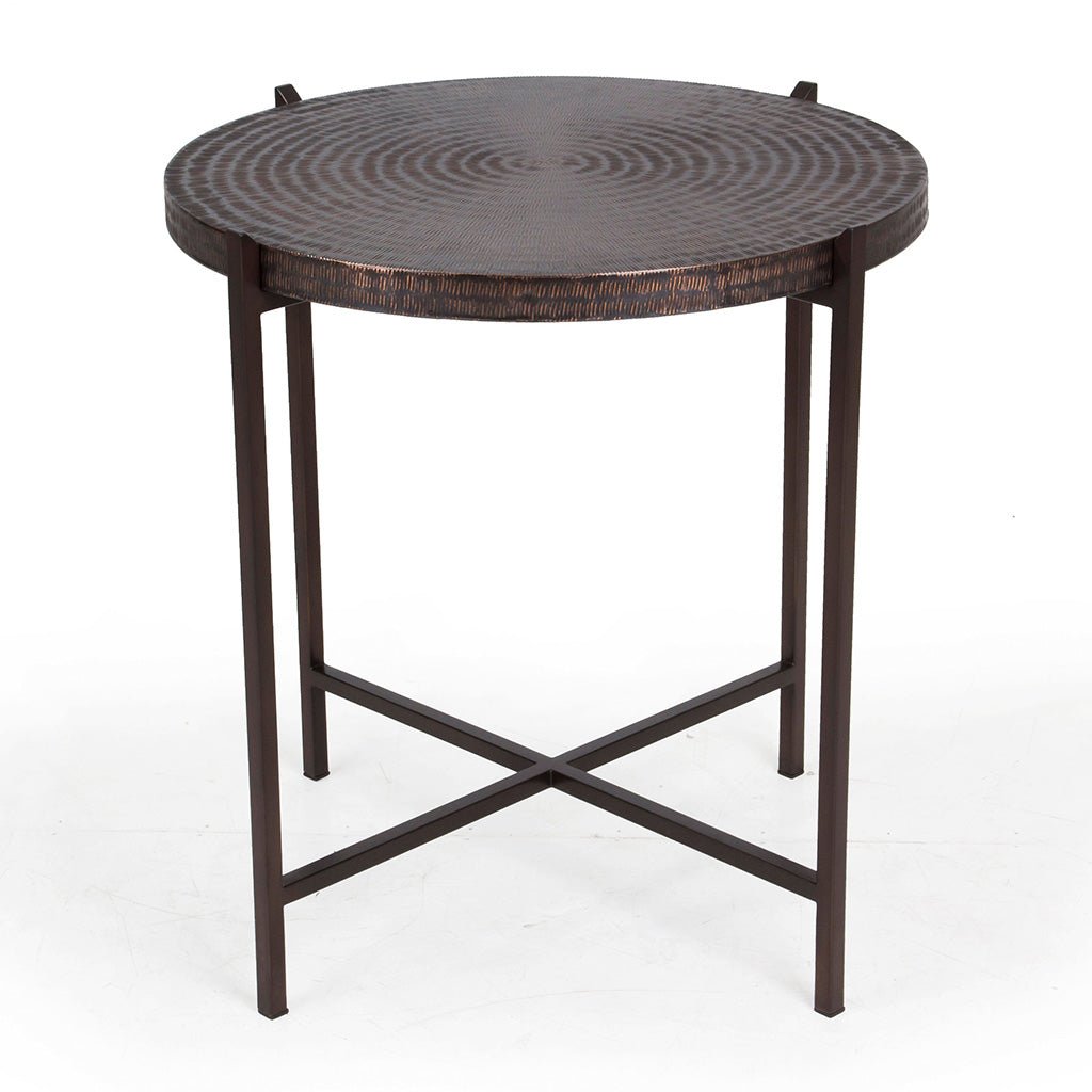 IE Series - Sanskrit End Table - Antique Copper - Bronze Frame - Central Designs