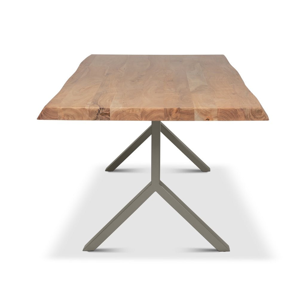 Brooks - Dining Table - Y Base - 40" x 92" - Teak Top - Pewter Base - Central Designs