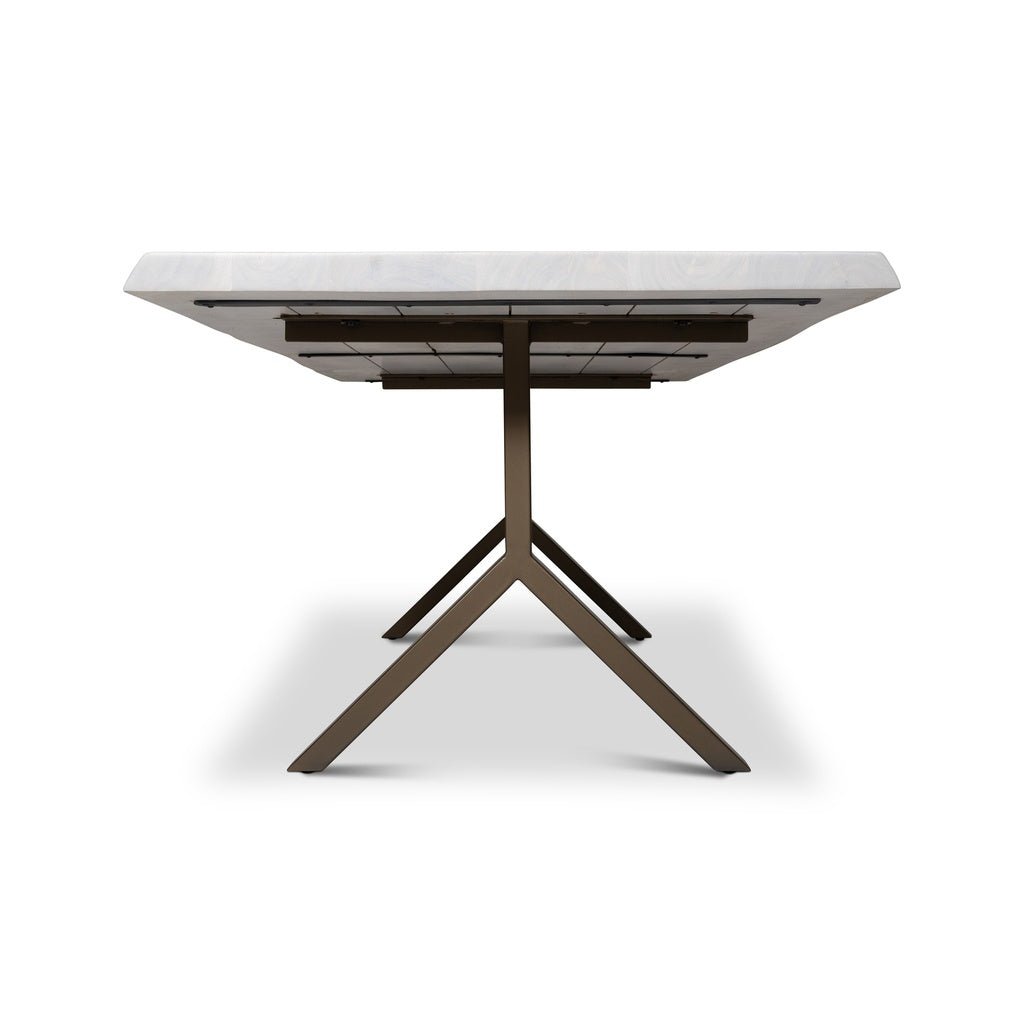 Brooks - Dining Table - Y Base - 40" x 92" - White Wash Top - Brass Base - Central Designs