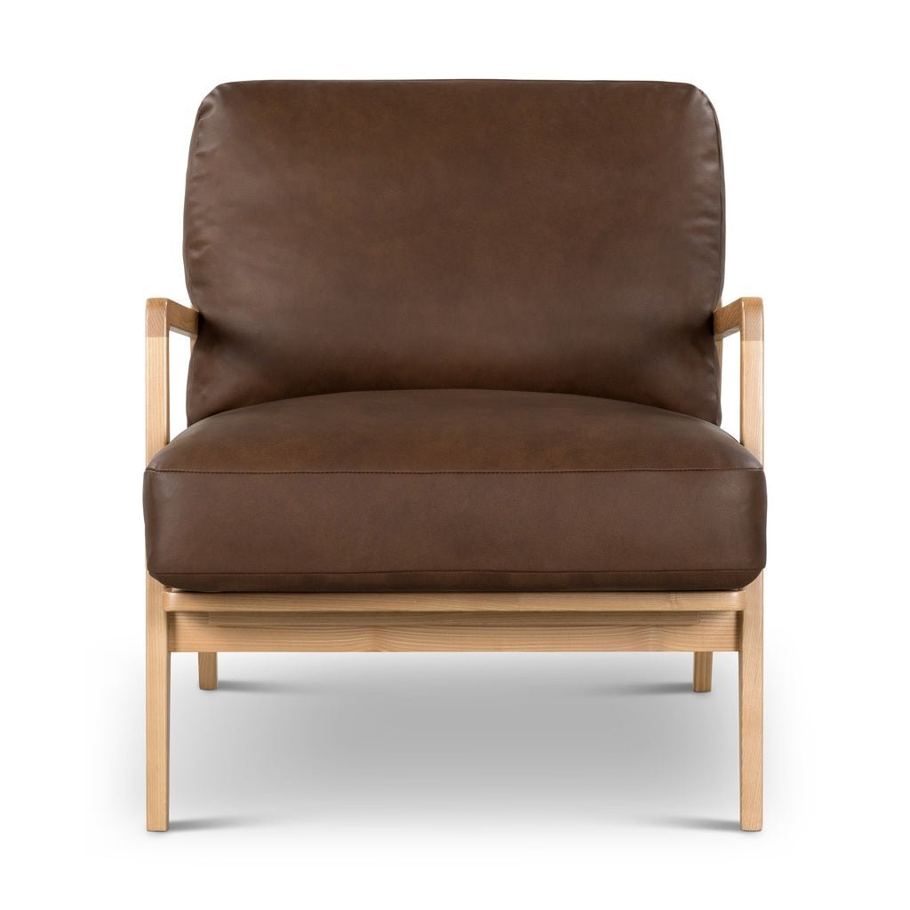 Metro - Carmelo Genuine Leather Accent Chair - Oak/Brown Genuine Leather - Central Designs