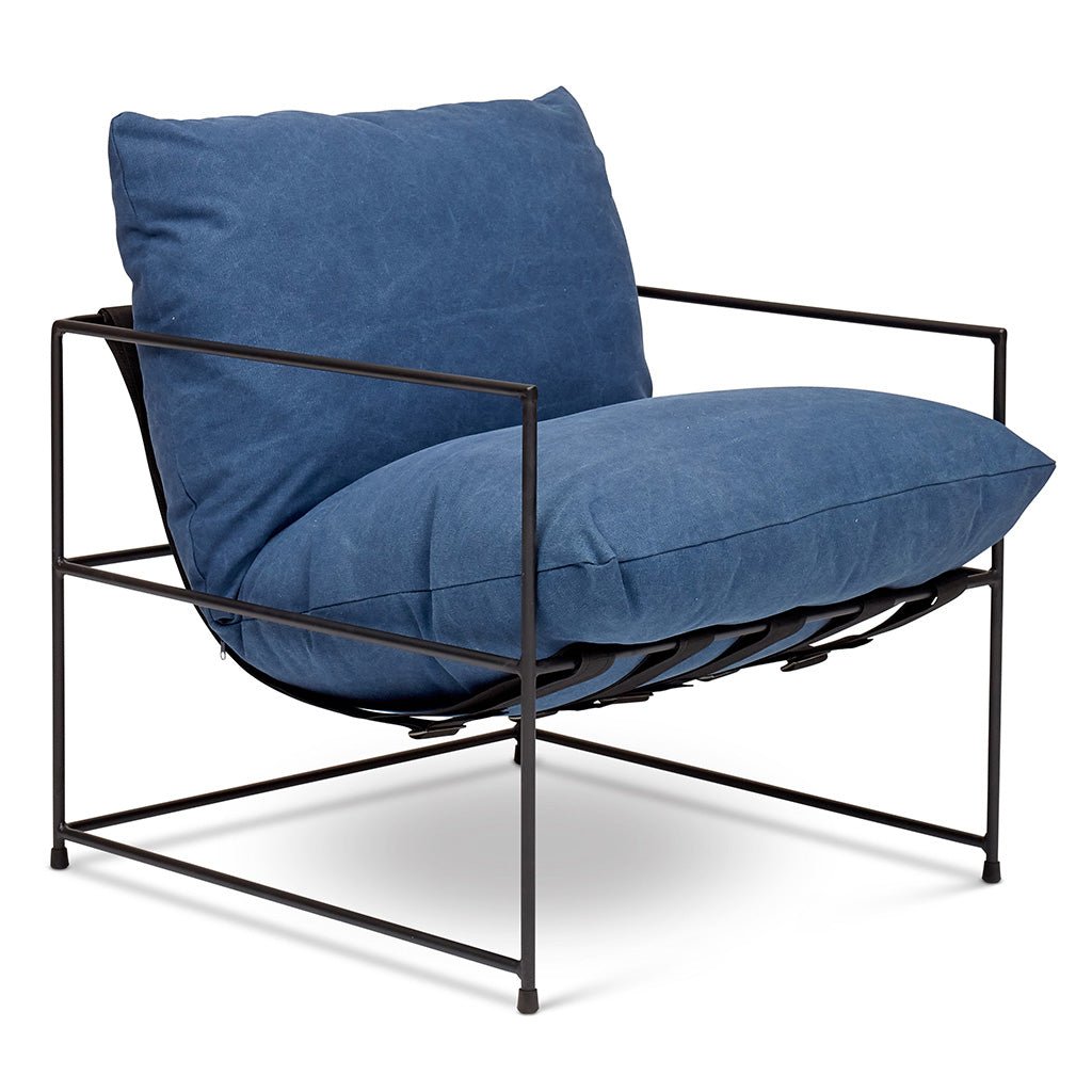 Metro - Trent Accent Chair - Washed Navy Upholstery - Central Designs