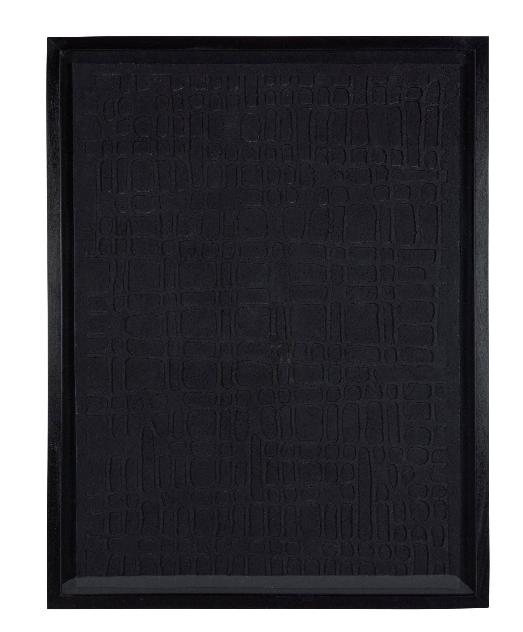 Grid Pattern Black Paper Mache Wall Art in Glass Wooden Frame - Central Designs