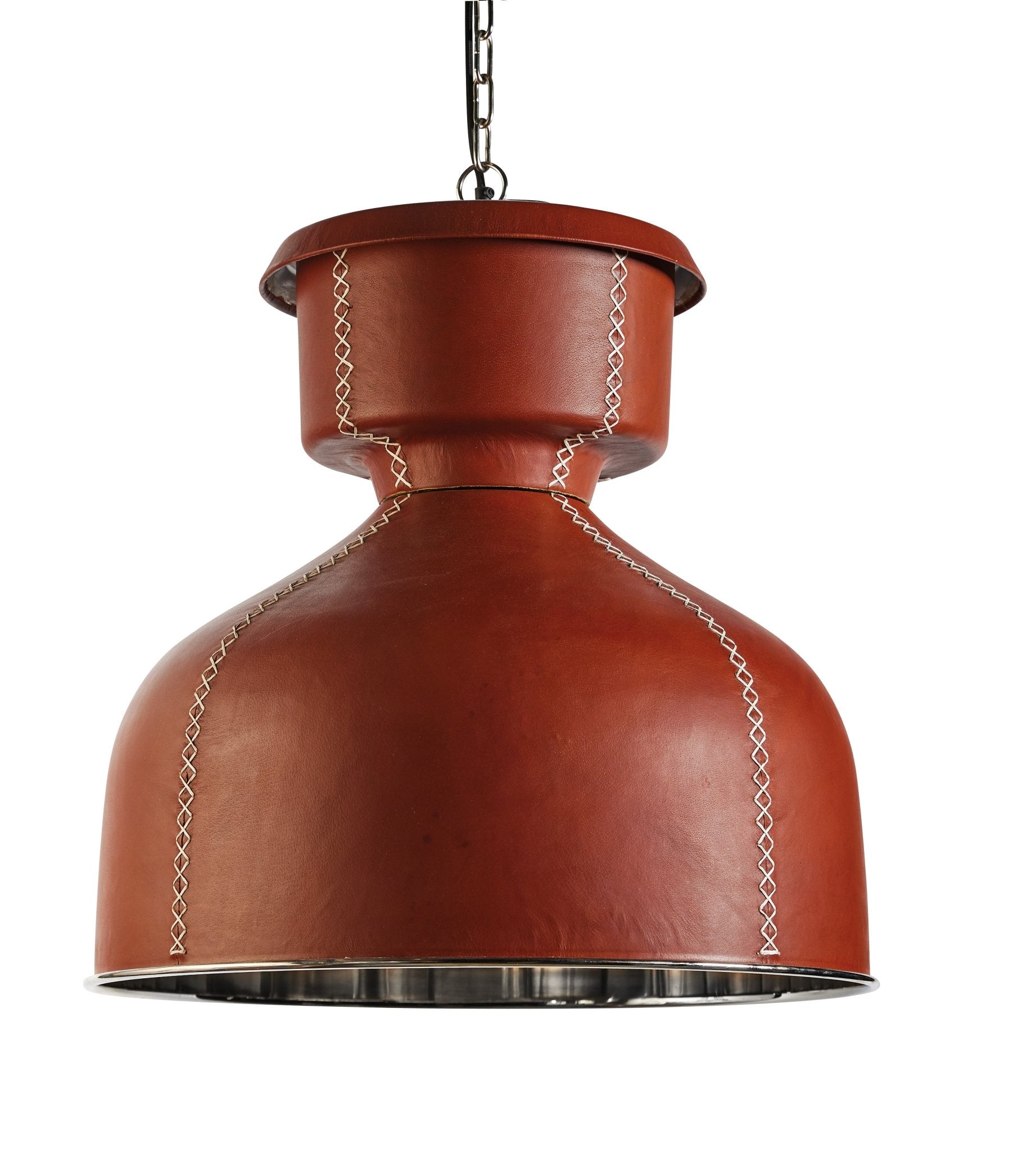 Large Leather Dome Pendant w/ Stitching - Central Designs