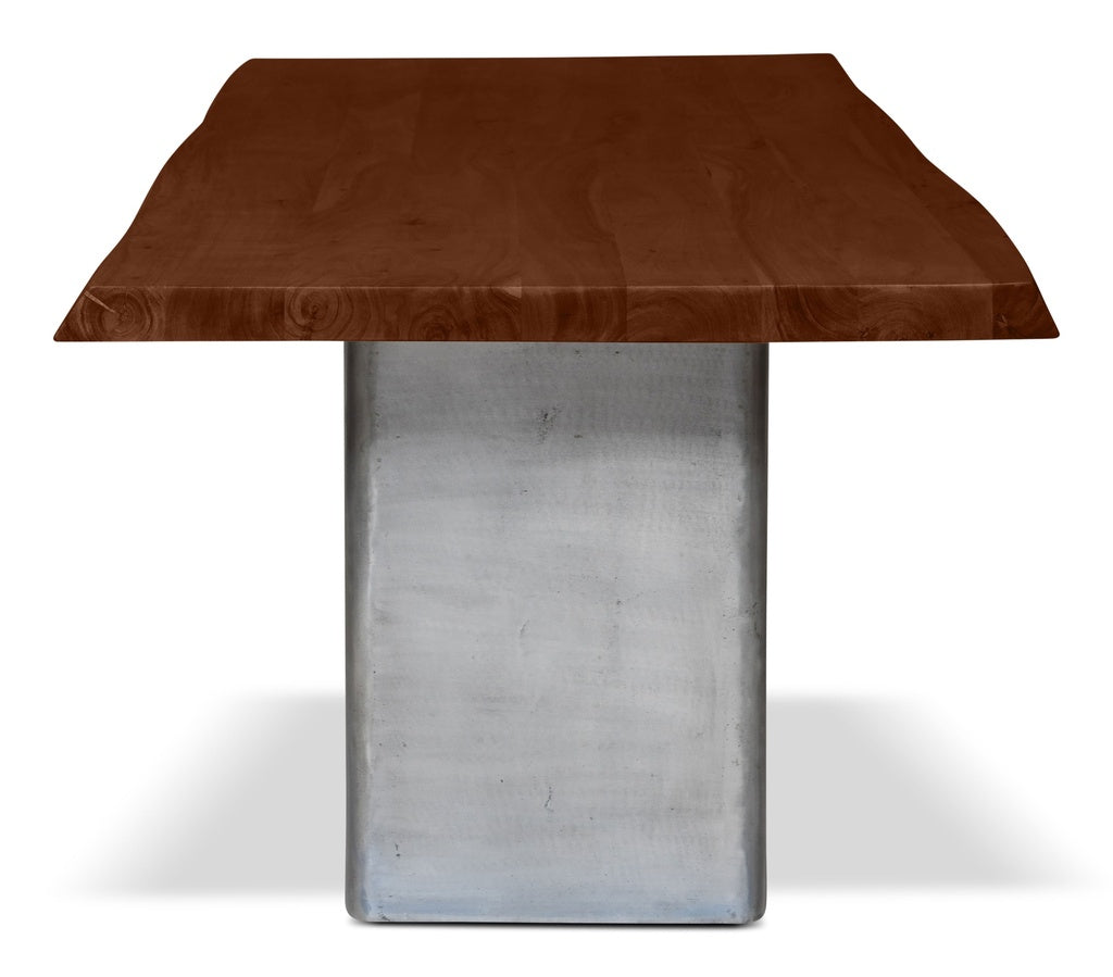 Brooks - Dining Table - Cast Slab Base - 40" x 116" - Americano Top - Antique Nickel Base