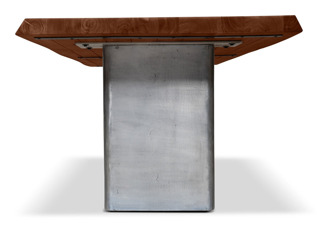 Brooks - Dining Table - Cast Slab Base - 40" x 79" - Americano Top - Antique Nickel Base