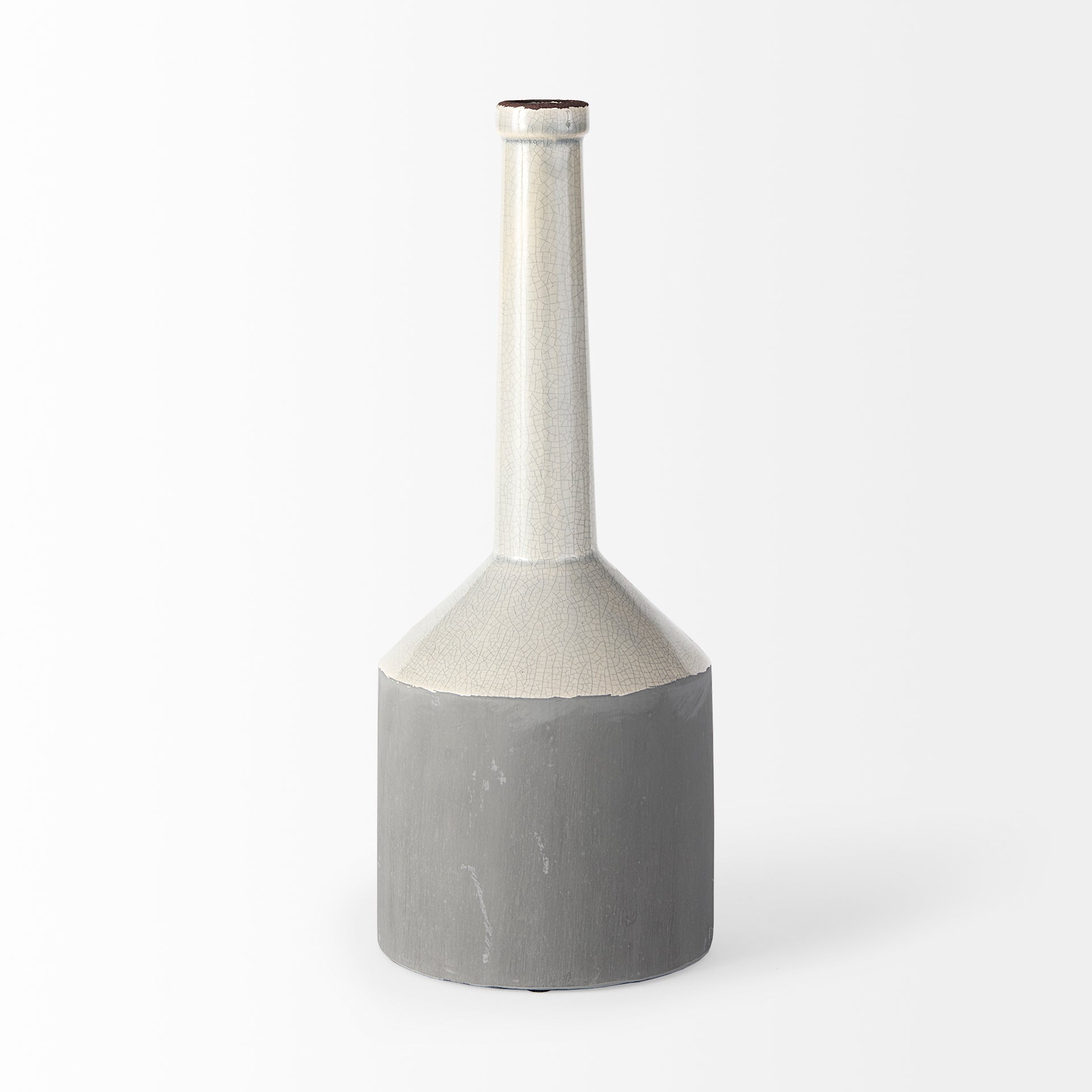 Burton 16.7H Large Two Tone Gray Ceramic Jug Vase