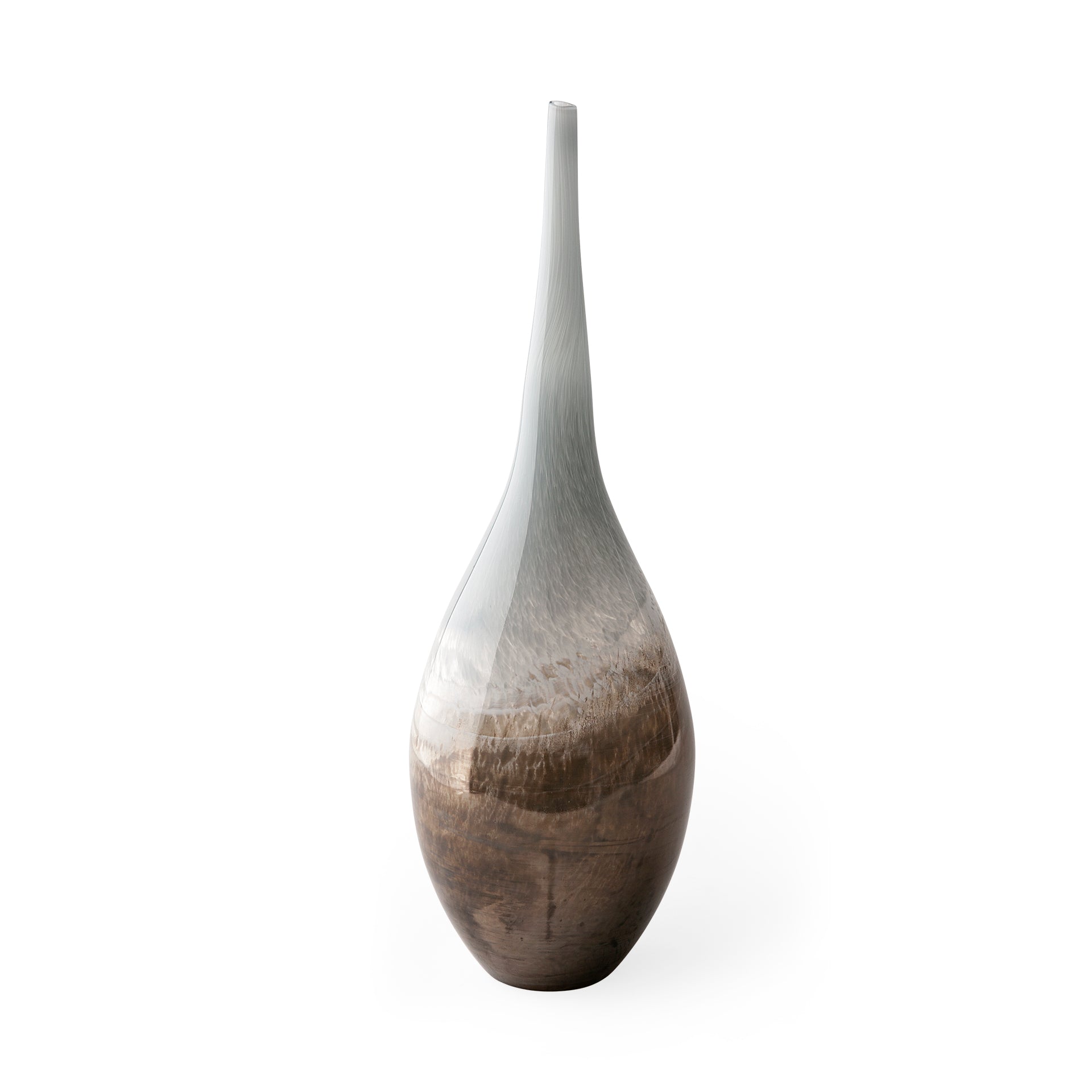 Erie II Tall Two Toned Sky Blue Dark Brown Blown Glass Vase