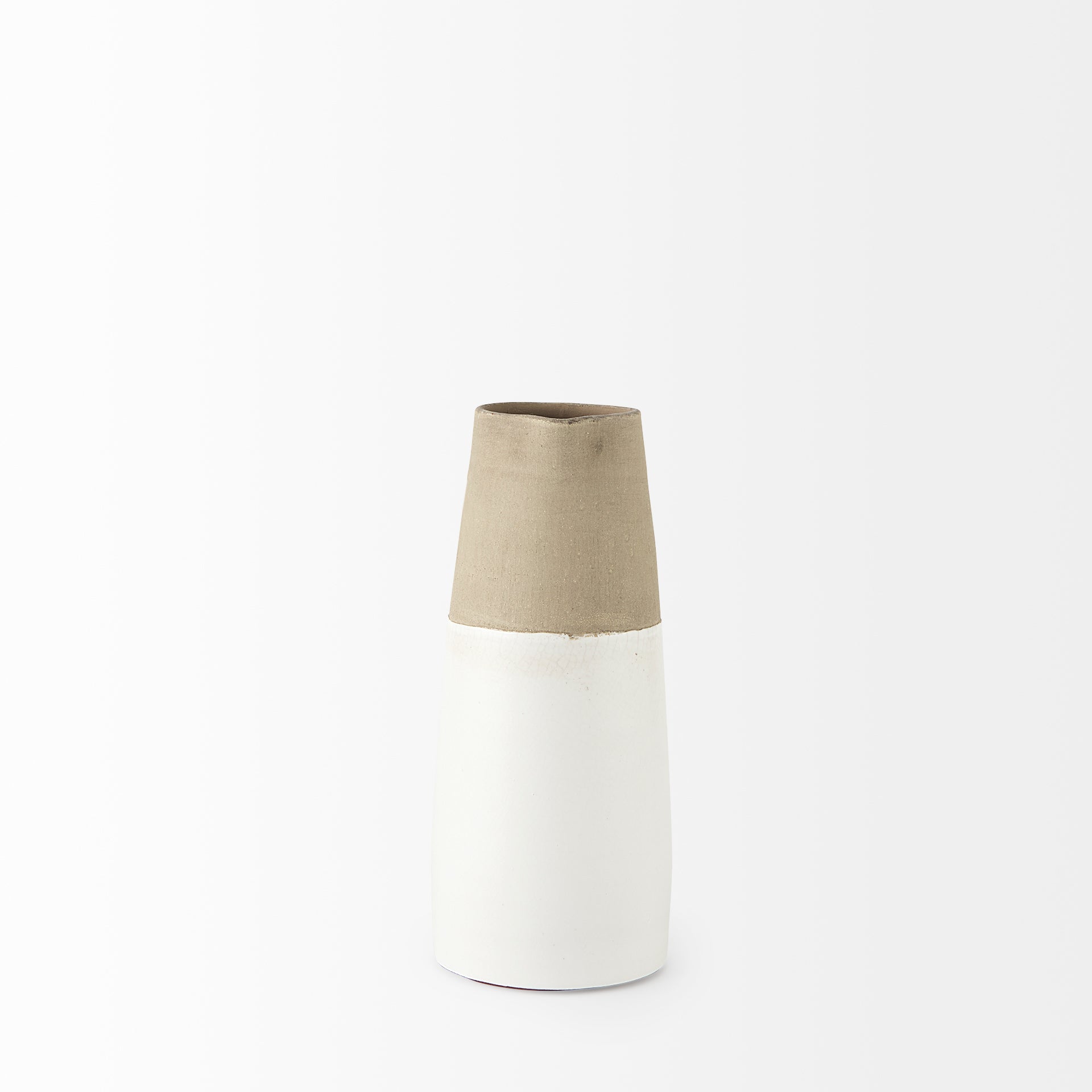 Garand Small 13H Two-Toned White Natural Ceramic Jug