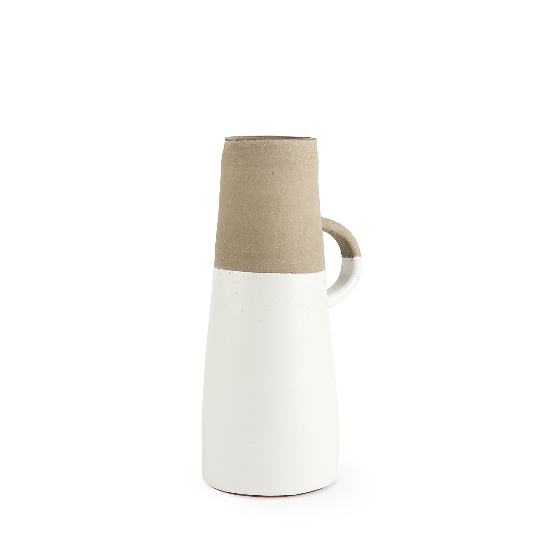 Garand Medium 15H Two - Toned White Natural Ceramic Jug - Central Designs